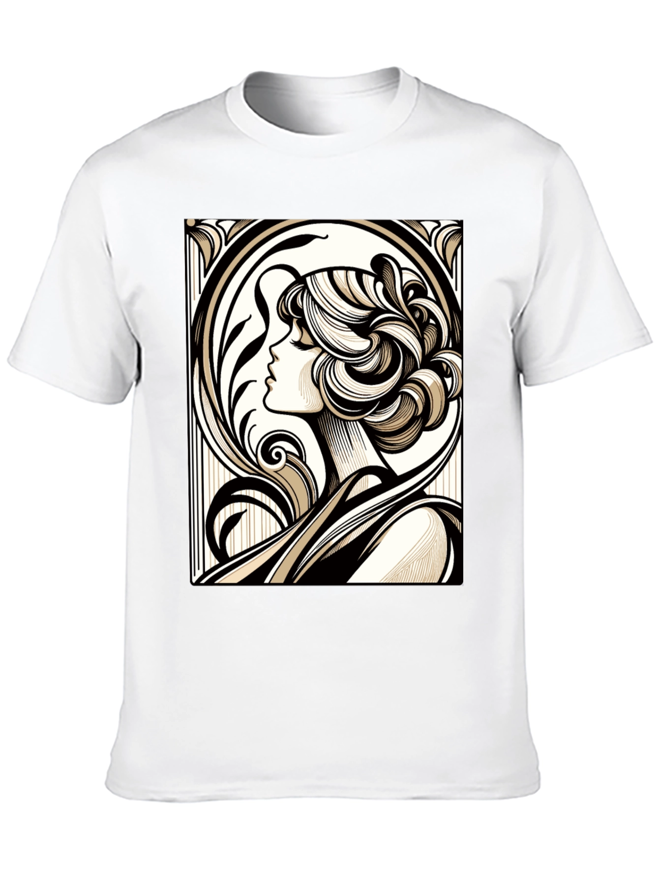 Art Nouveau Woman Graphic Black T-Shirt