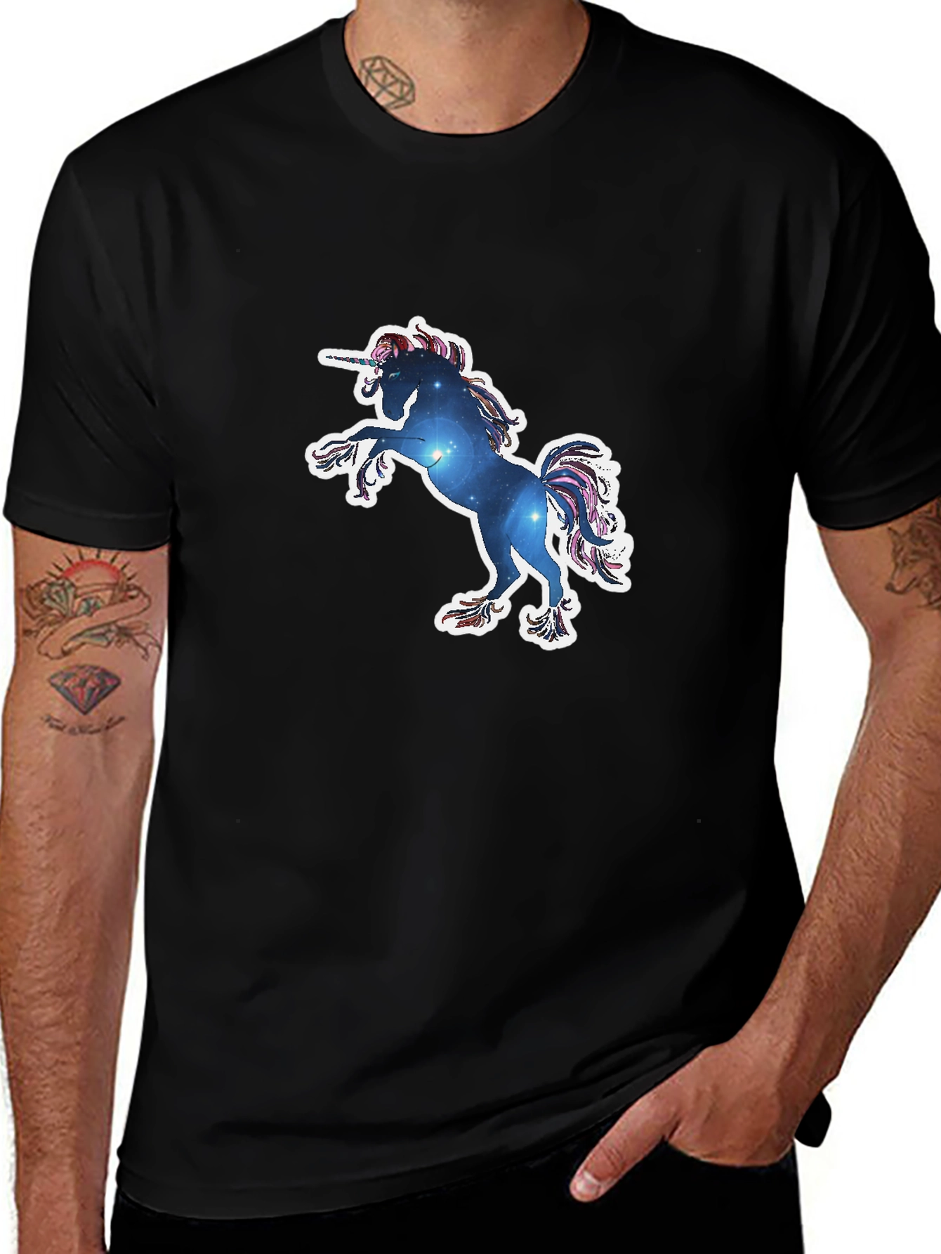 Unicorn Galaxy Graphic Tee - Black