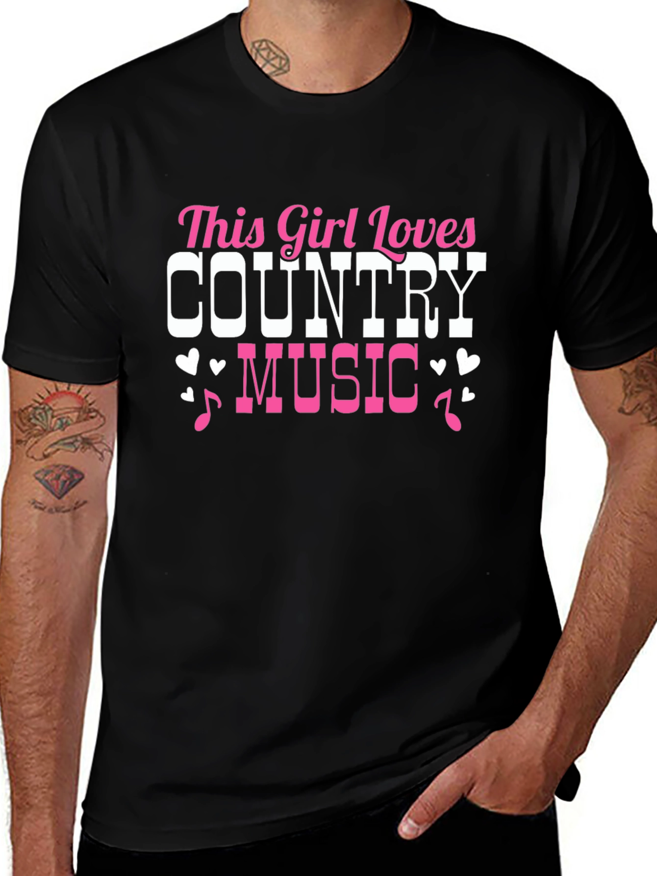 This Girl Loves Country Music Black T-Shirt