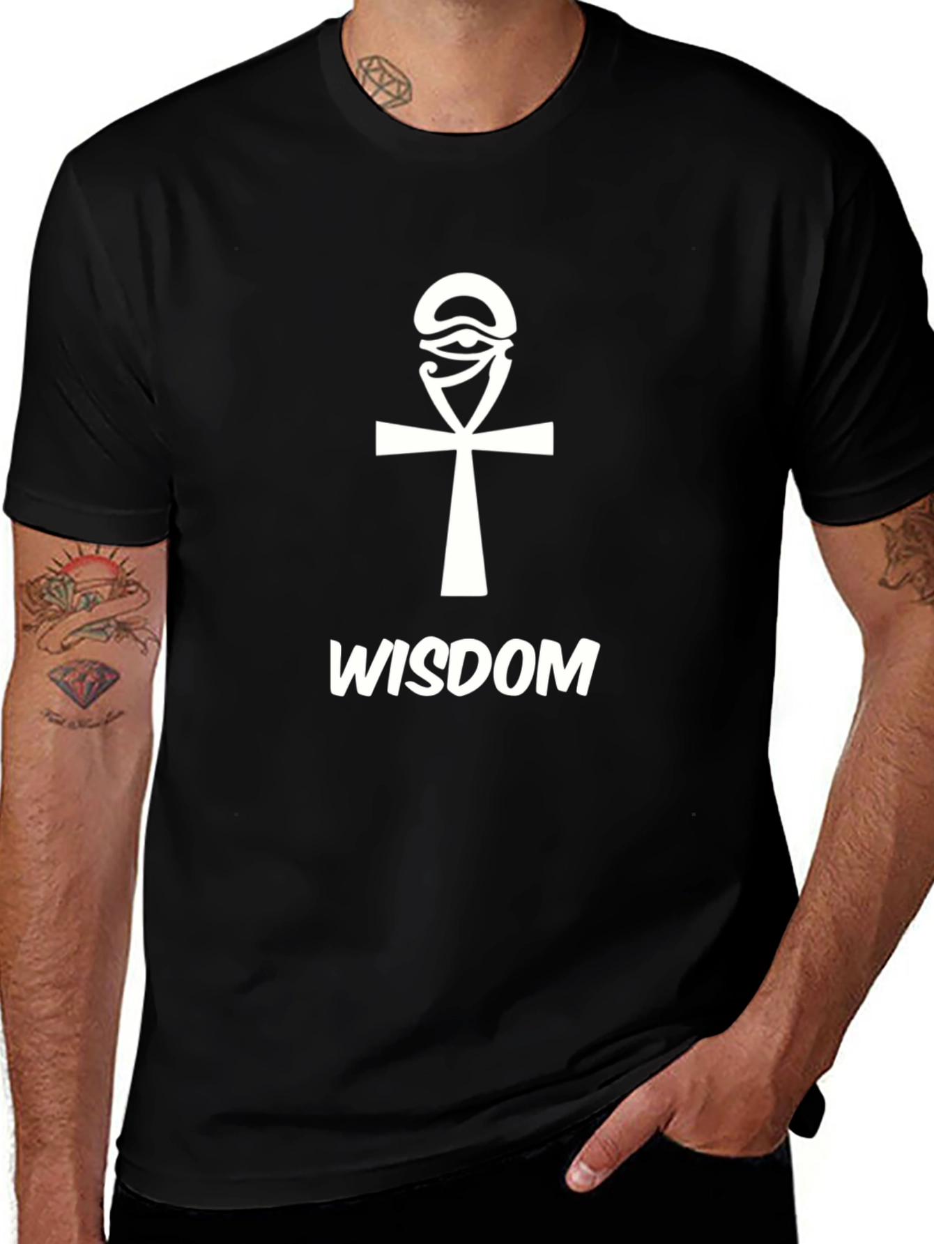 Wisdom Ankh Graphic T-Shirt - Stylish Egyptian Symbol Tee