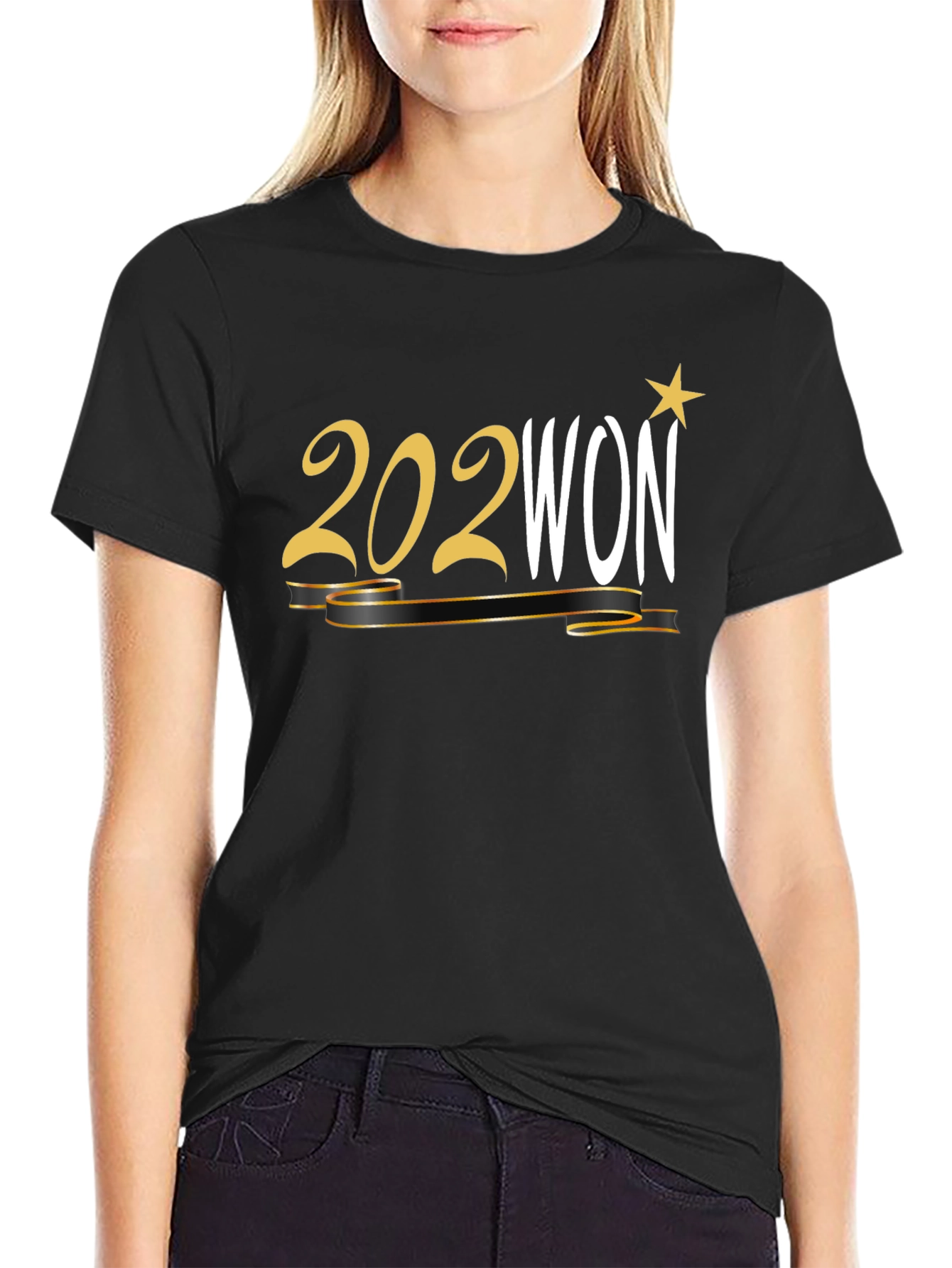 202WON Graphic Print Black T-Shirt