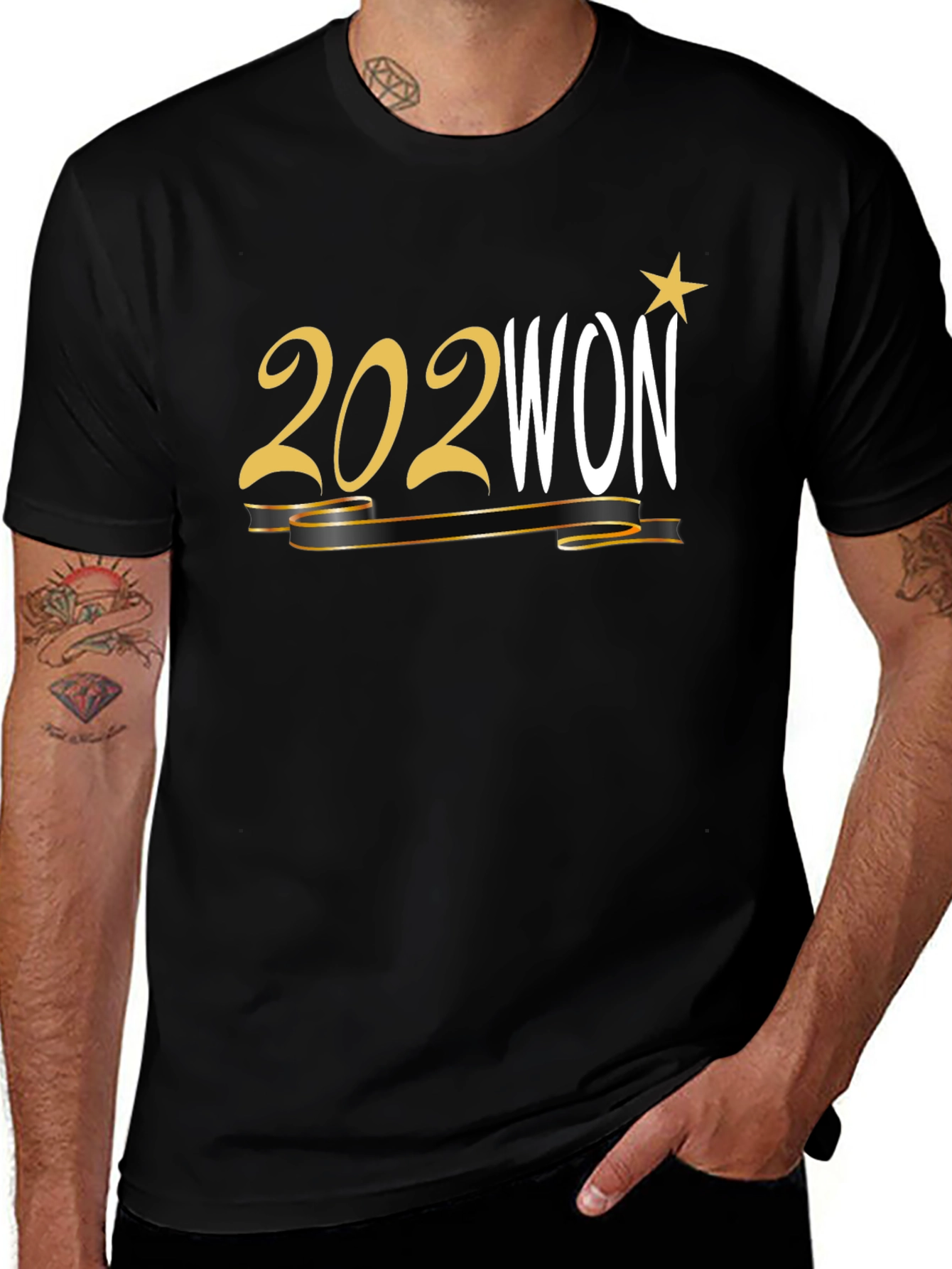 202WON Graphic Print Black T-Shirt