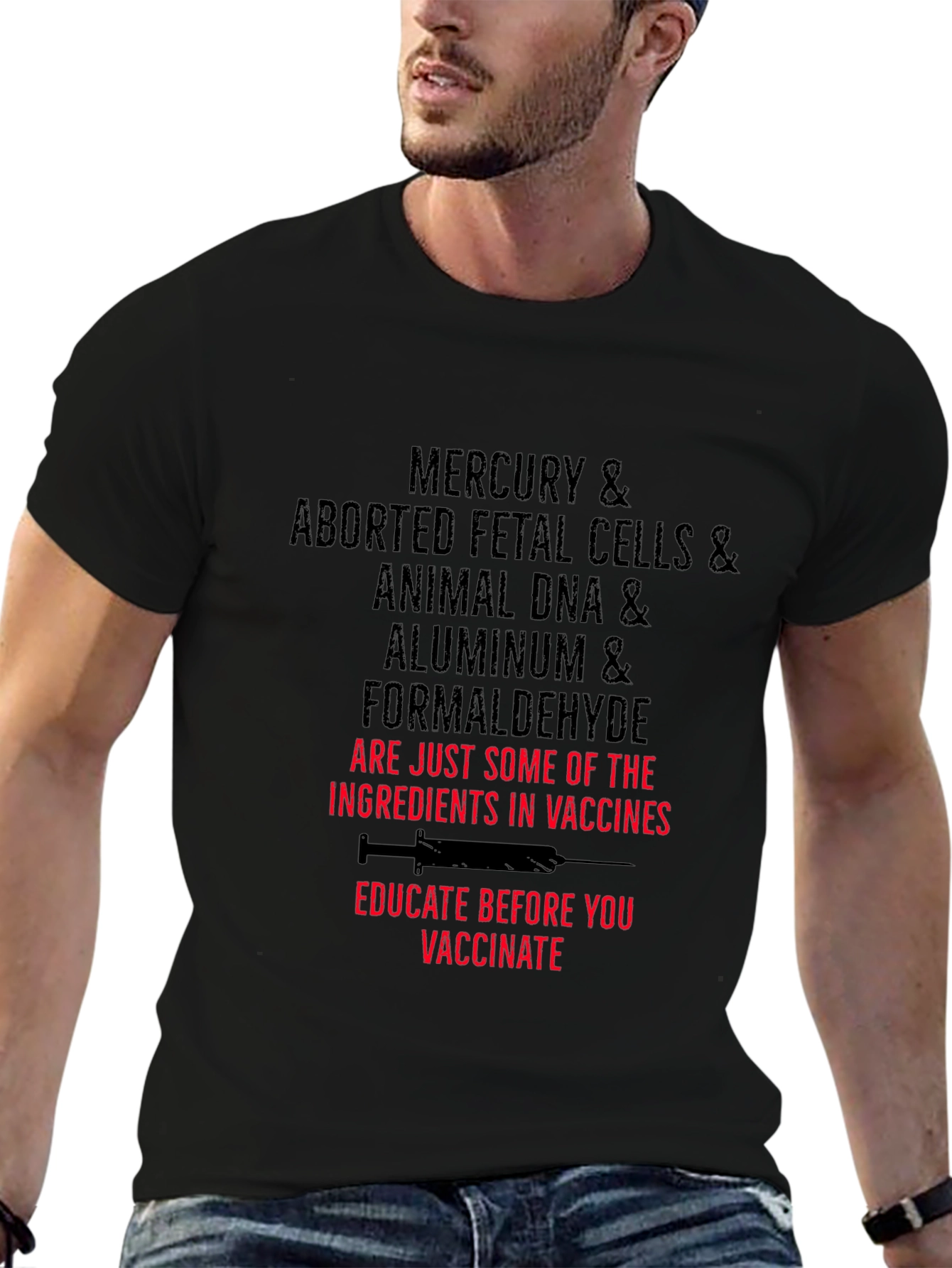 Anti-Vaccine T-Shirt: Mercury Fetal Cells DNA Aluminum