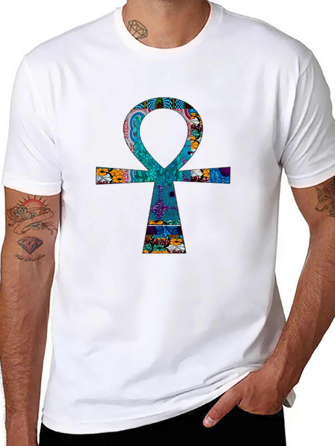 Ankh Cross Graphic Print T-Shirt