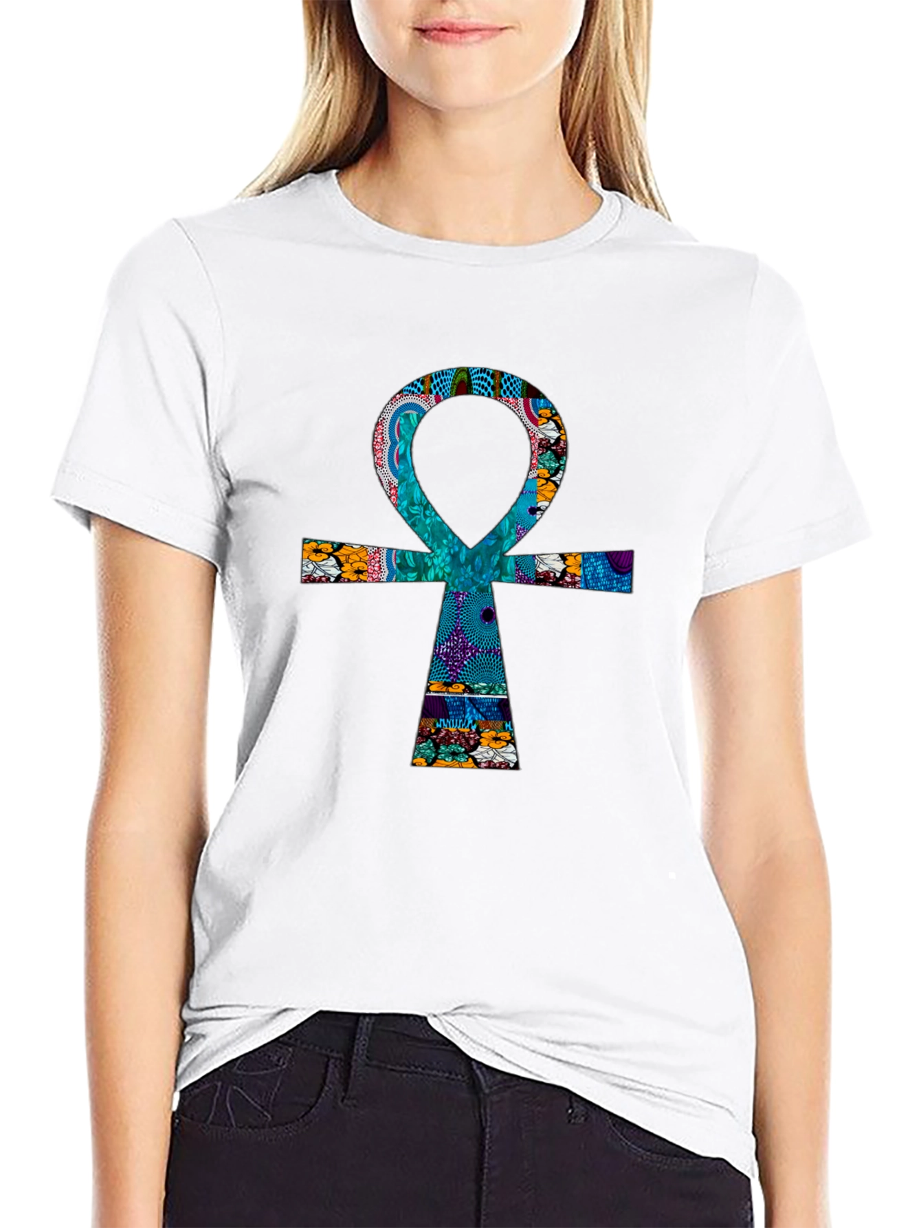 Ankh Cross Graphic Print T-Shirt