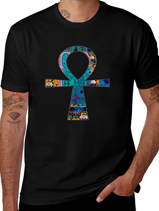 Ankh Cross Graphic Print T-Shirt