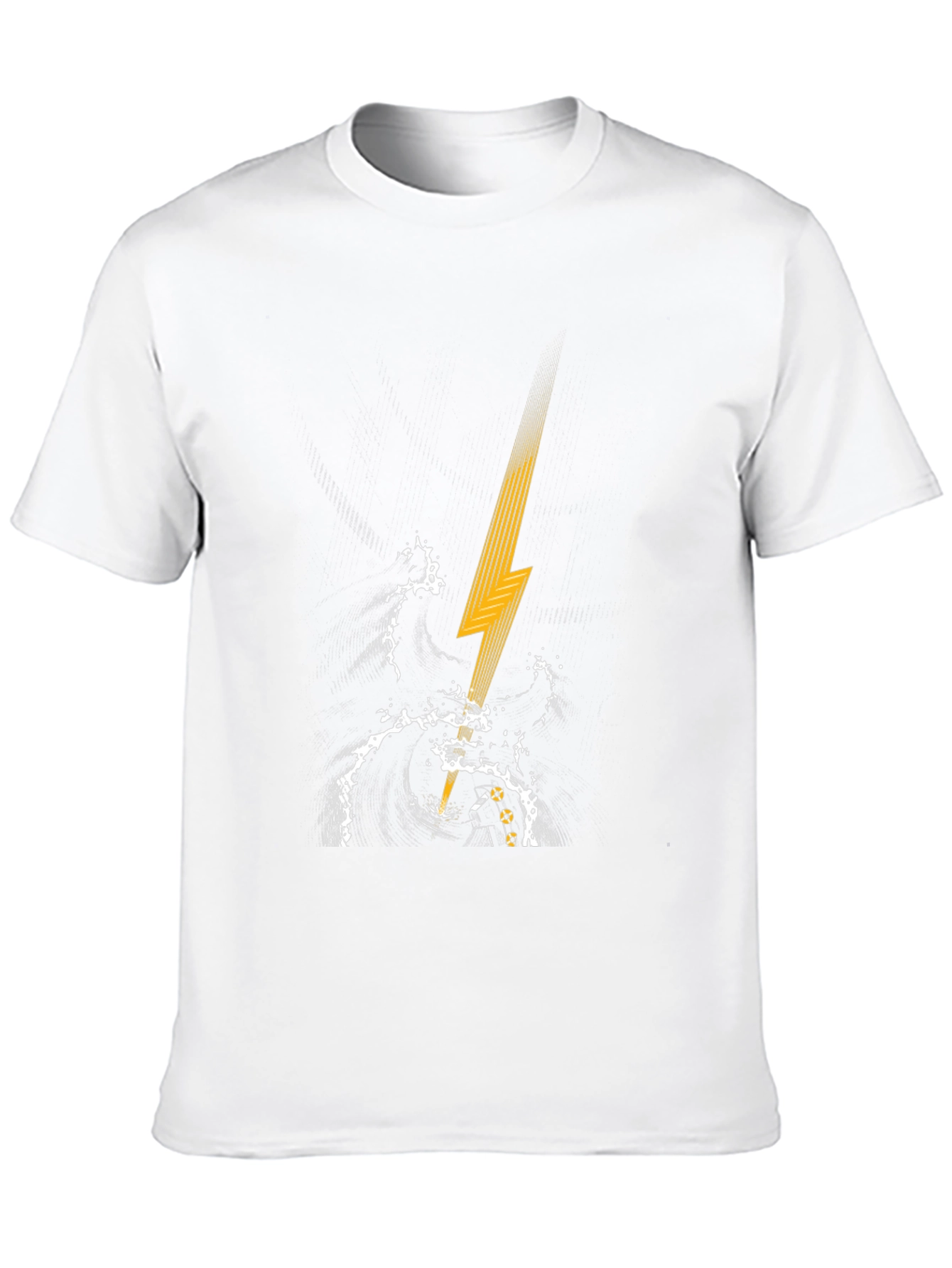 Black T-Shirt with Lightning Strike Graphic