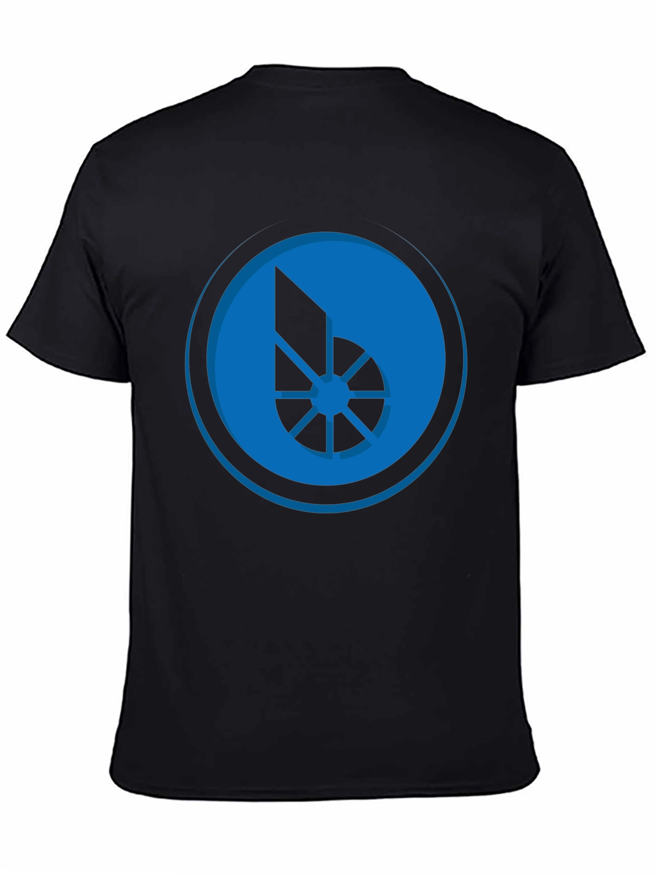 Blue Graphic Print Black T-Shirt