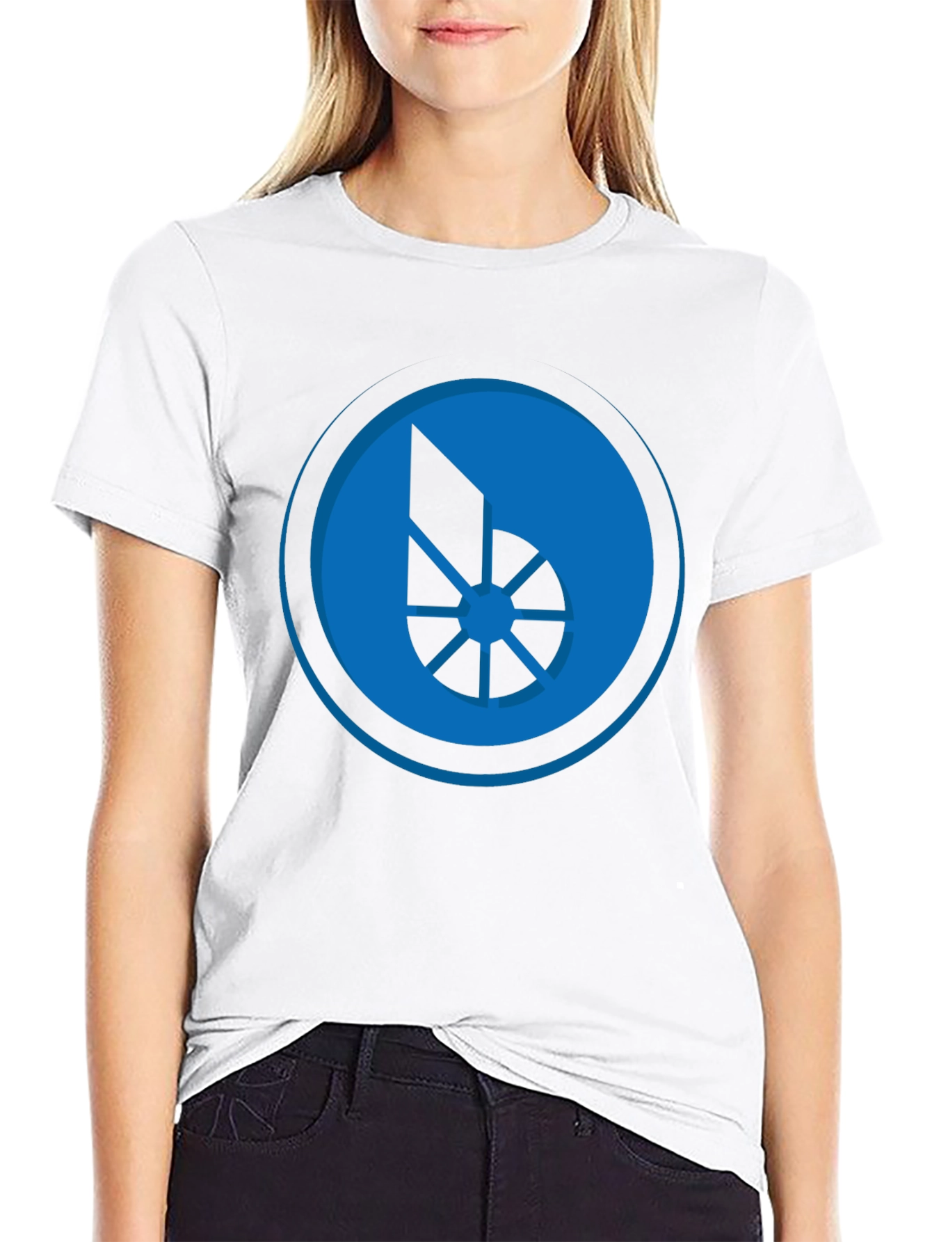 Blue Graphic Print Black T-Shirt