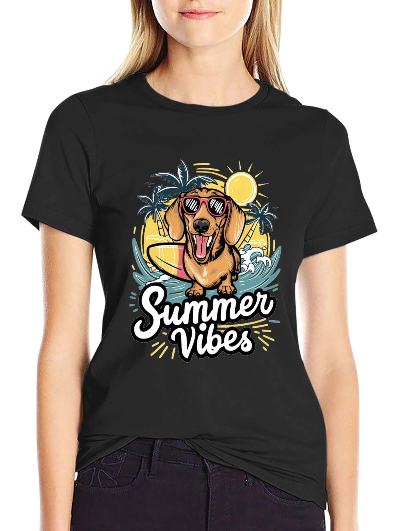 Summer Vibes Dog Graphic T-Shirt