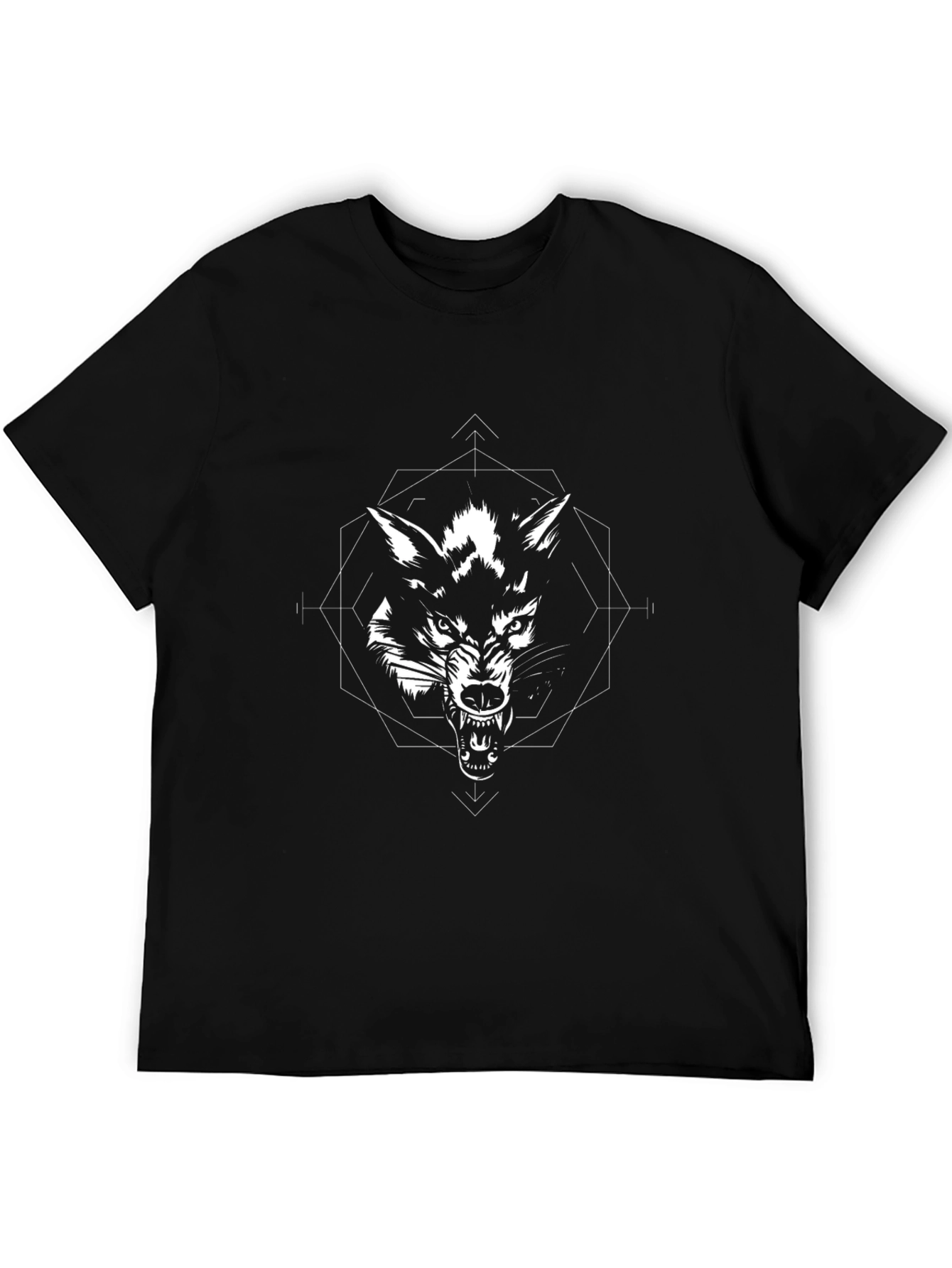 Wolf Graphic Print Black T-Shirt for Men