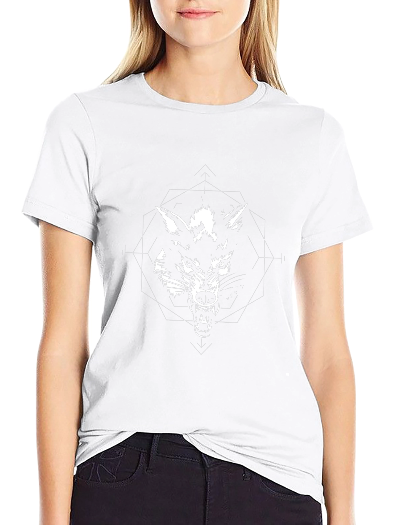 Wolf Graphic Print Black T-Shirt for Men