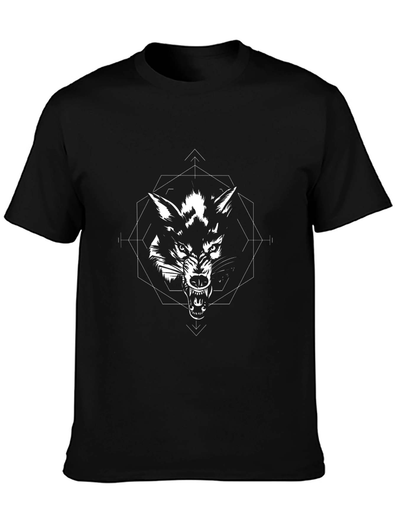 Wolf Graphic Print Black T-Shirt for Men