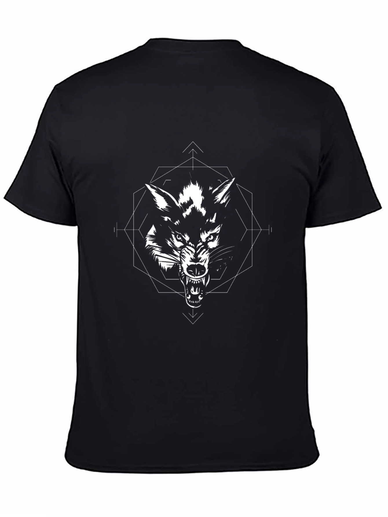 Wolf Graphic Print Black T-Shirt for Men