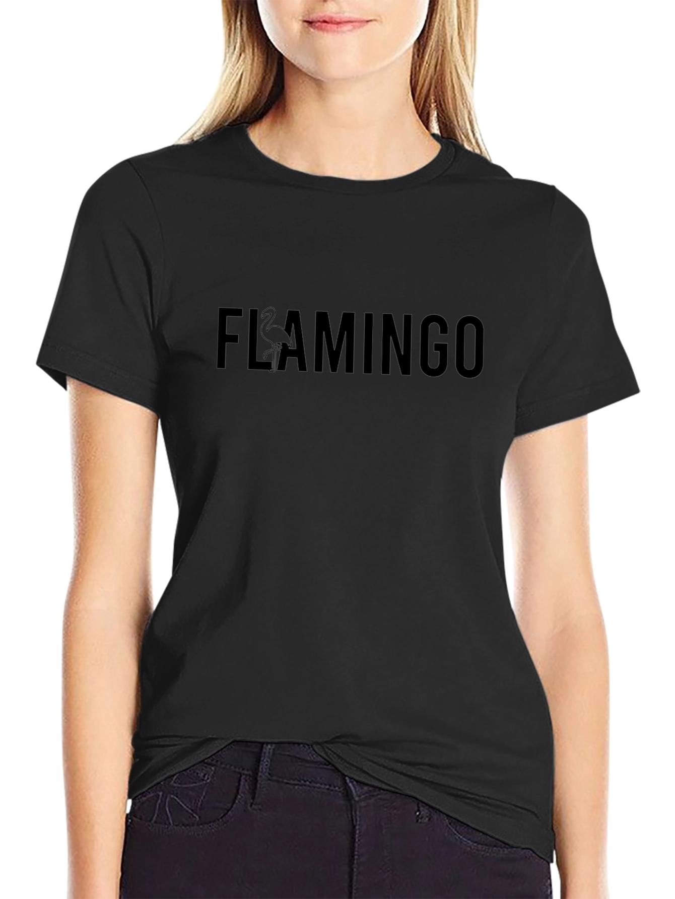 Black Flamingo Graphic T-Shirt - Casual Stylish Top