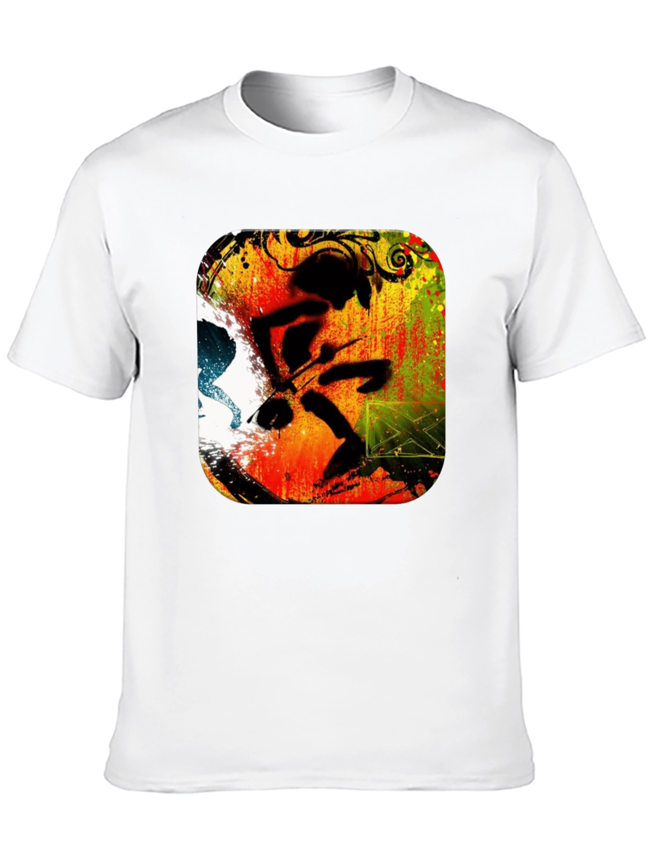 Abstract Drummer Graphic Black T-Shirt