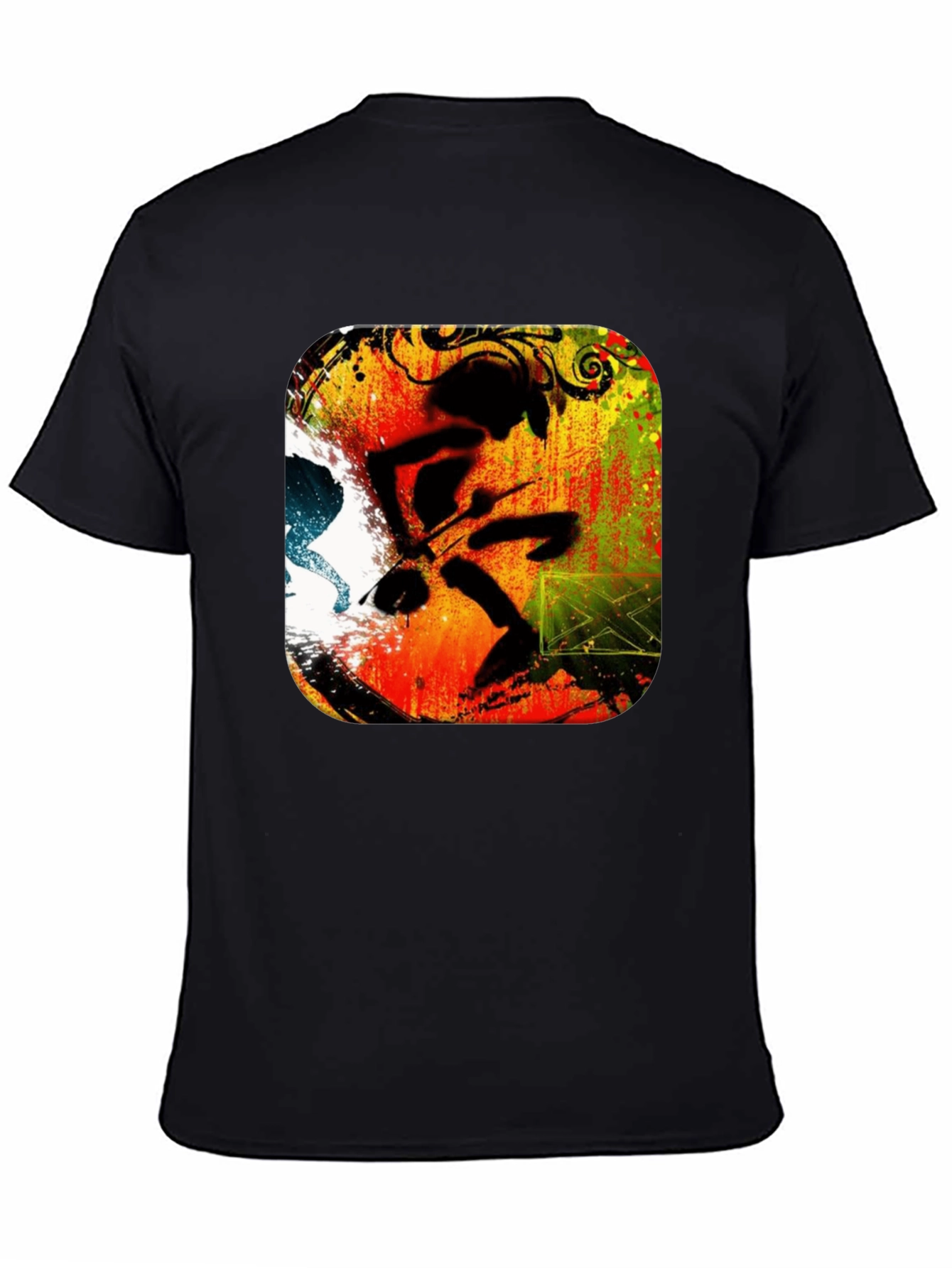 Abstract Drummer Graphic Black T-Shirt