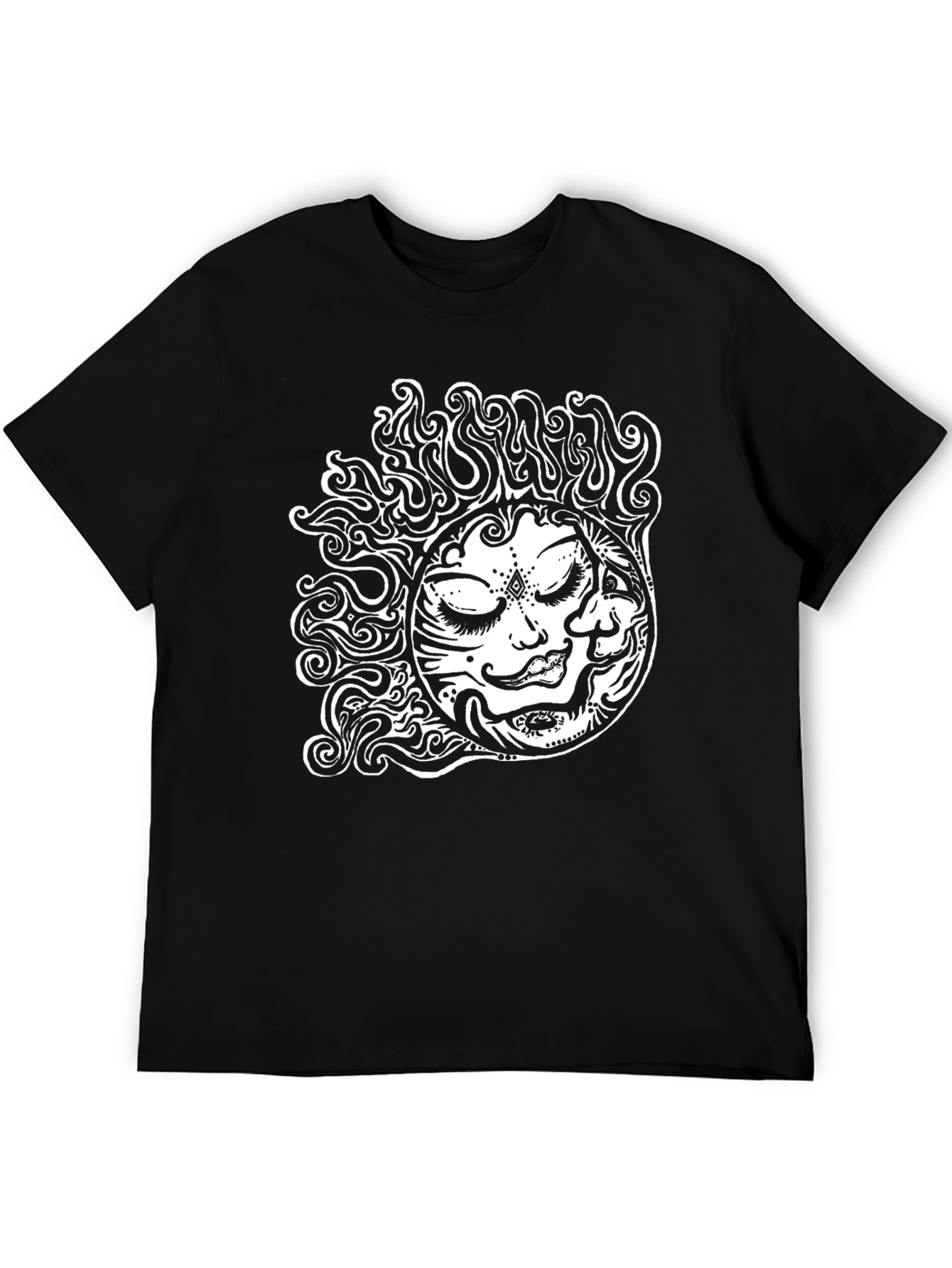 Black T-Shirt with Psychedelic Sun Design