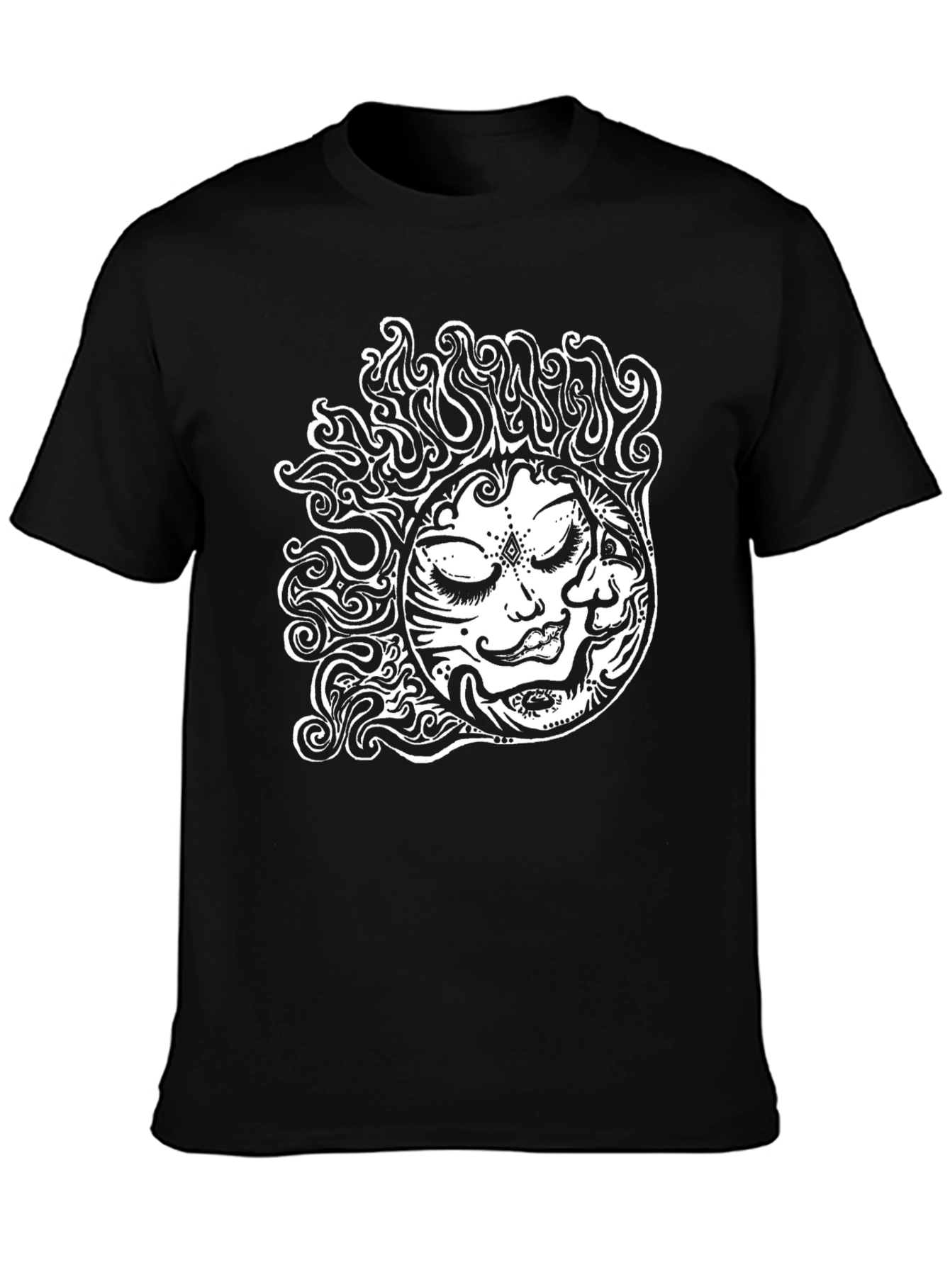 Black T-Shirt with Psychedelic Sun Design