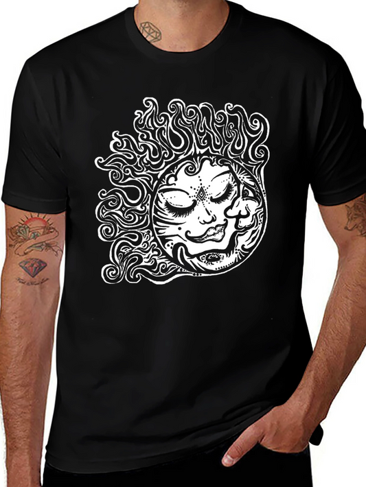 Black T-Shirt with Psychedelic Sun Design