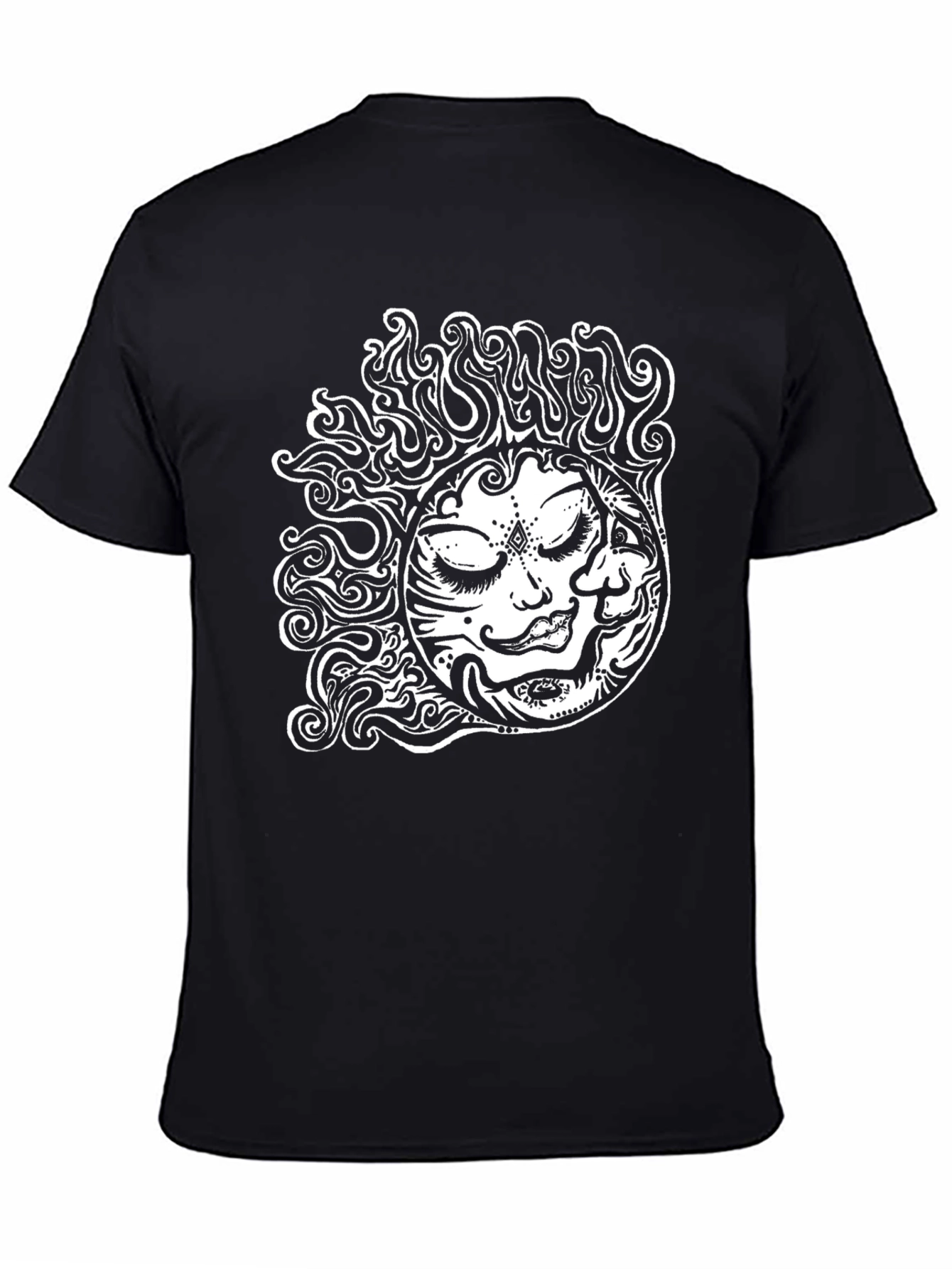 Black T-Shirt with Psychedelic Sun Design