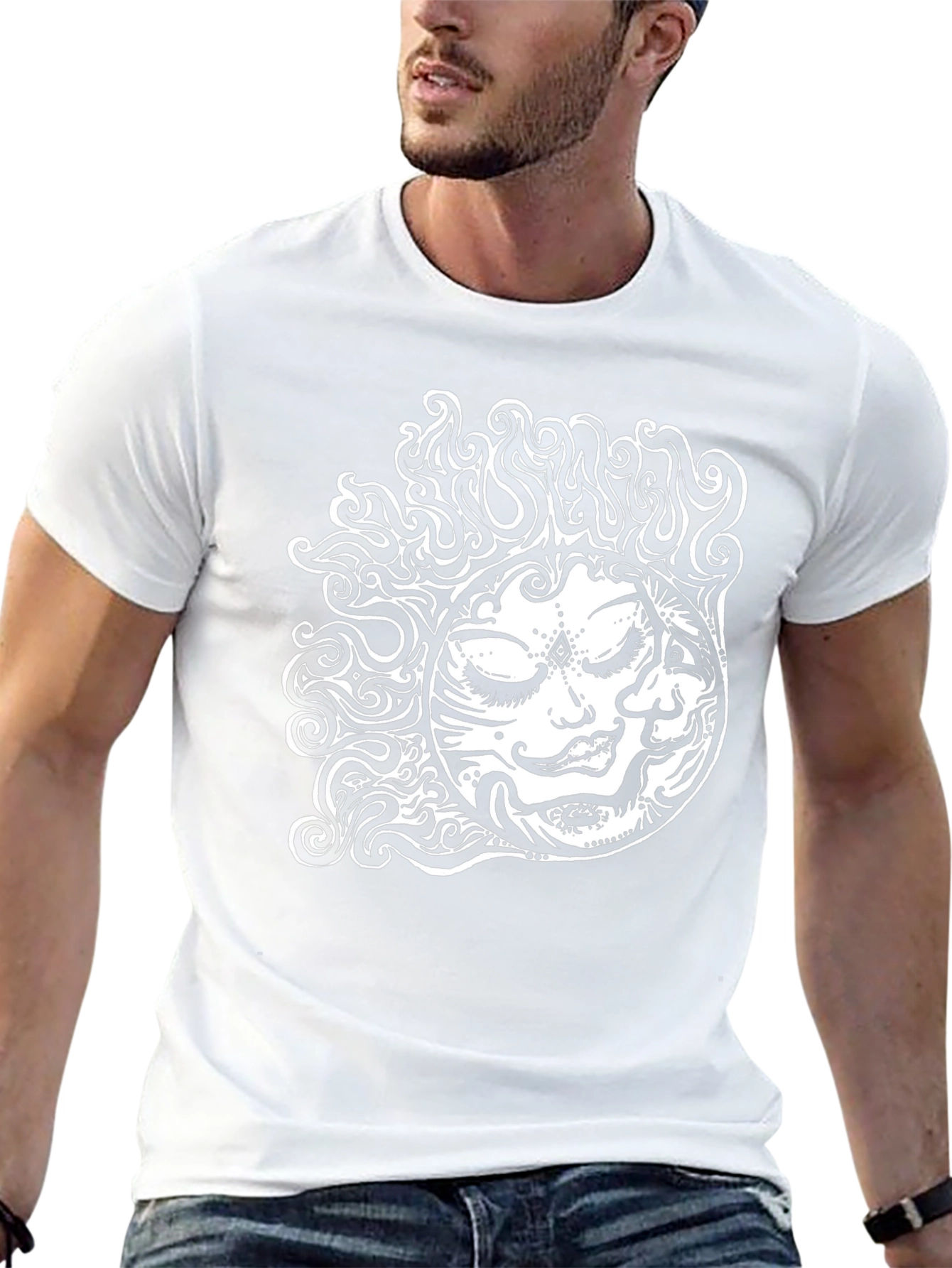 Black T-Shirt with Psychedelic Sun Design