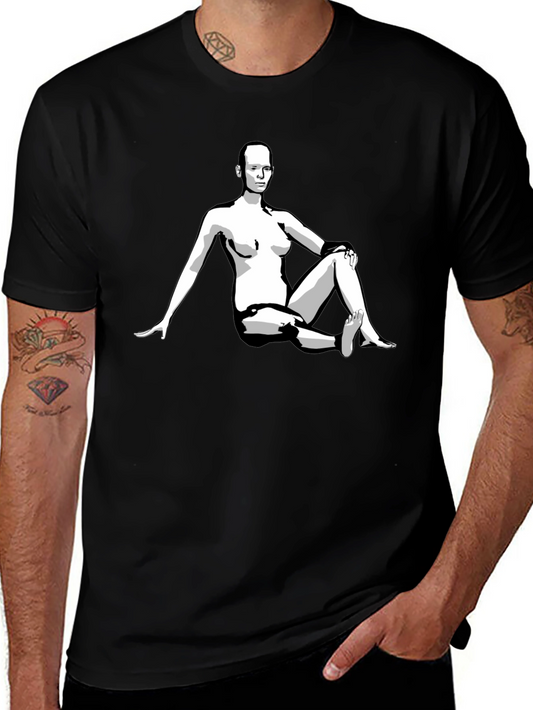Black Graphic Tee - Woman Illustration