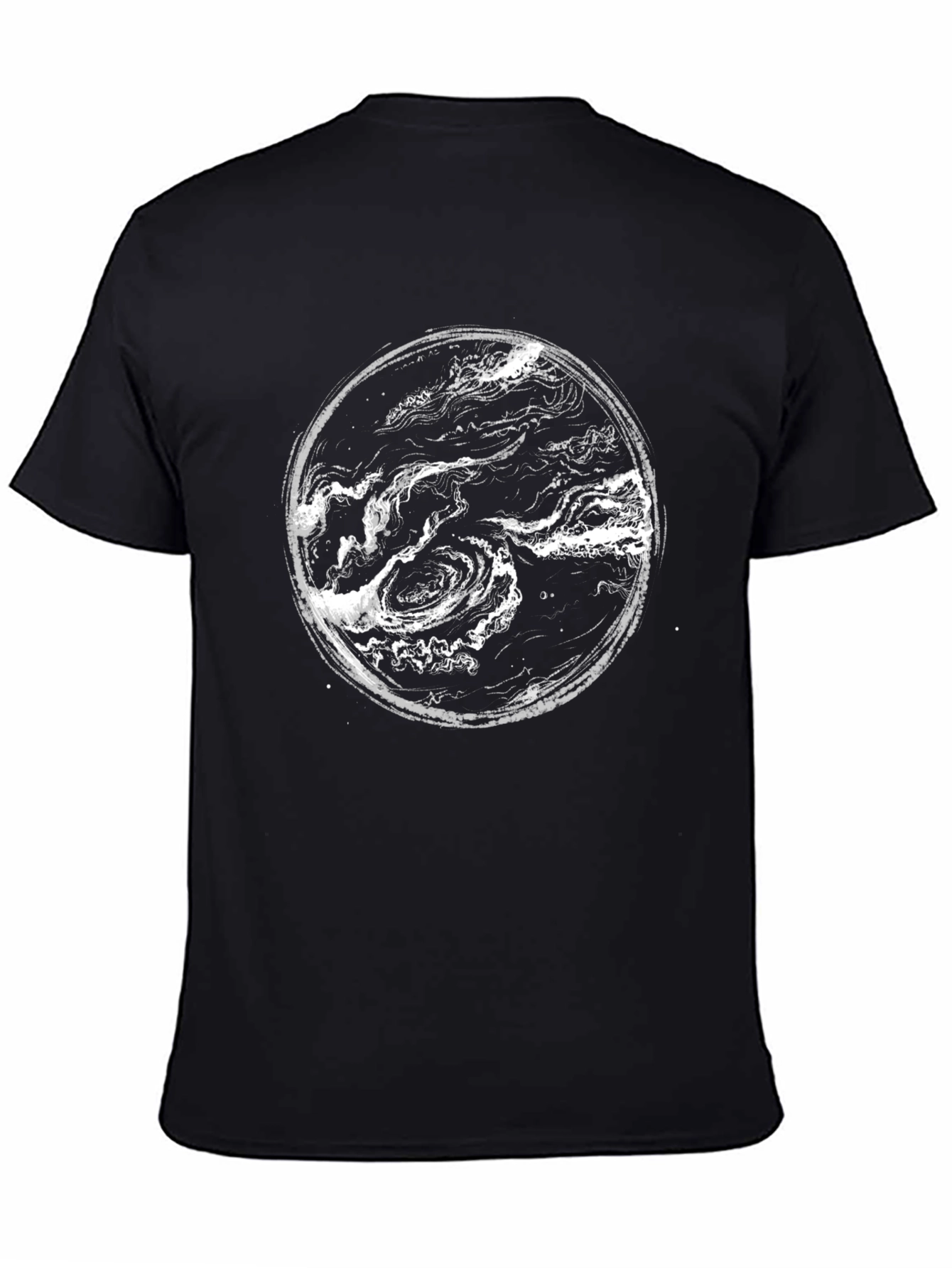 Abstract Swirl Graphic Print Black T-Shirt