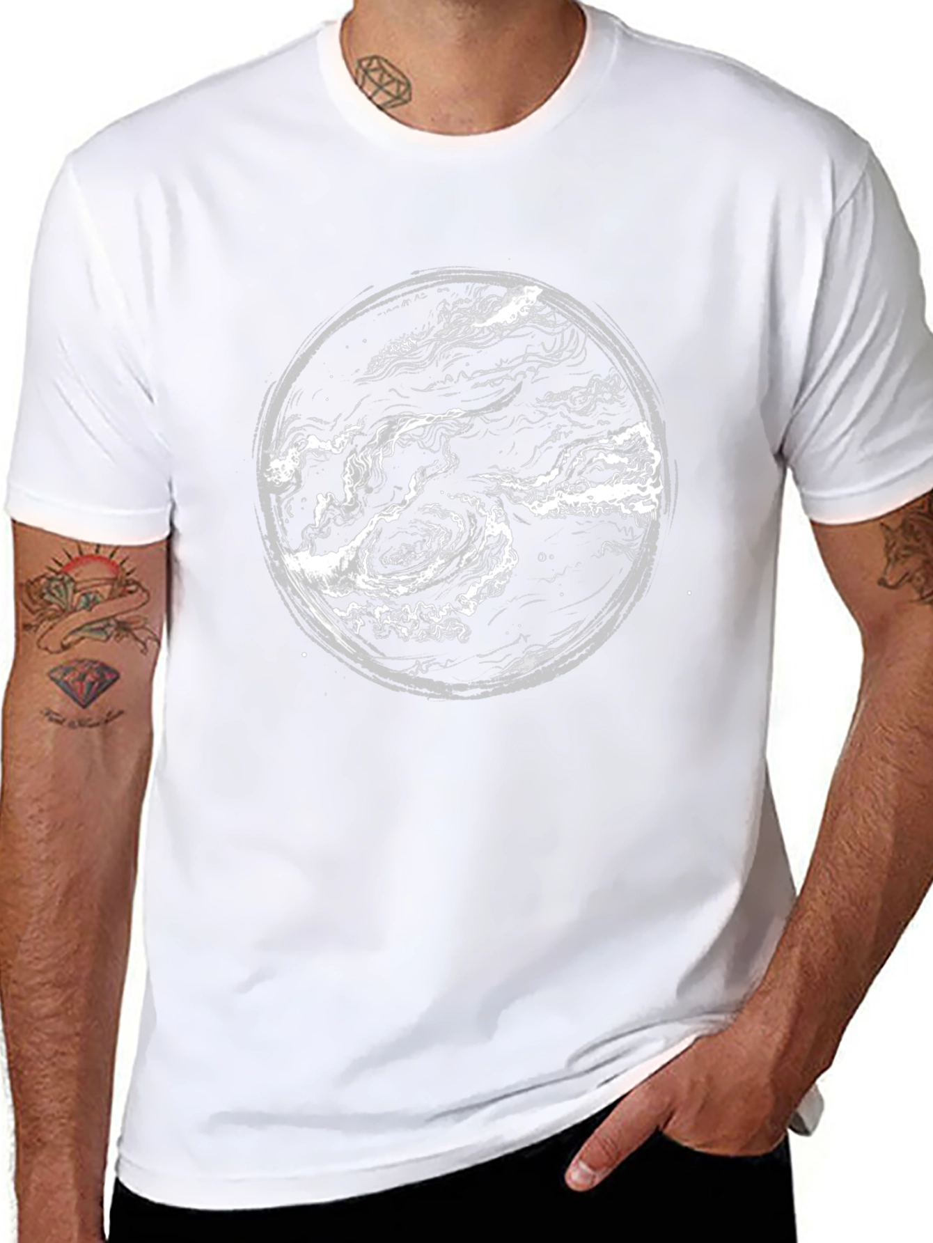 Abstract Swirl Graphic Print Black T-Shirt