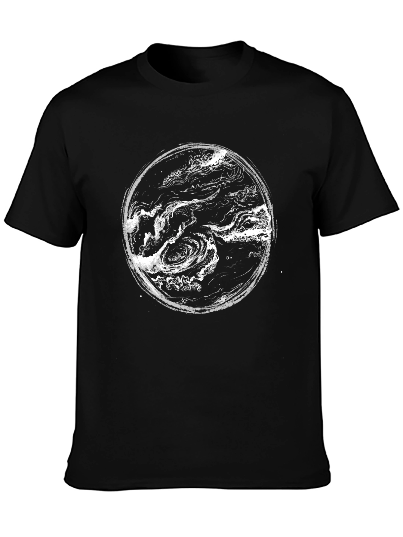 Abstract Swirl Graphic Print Black T-Shirt