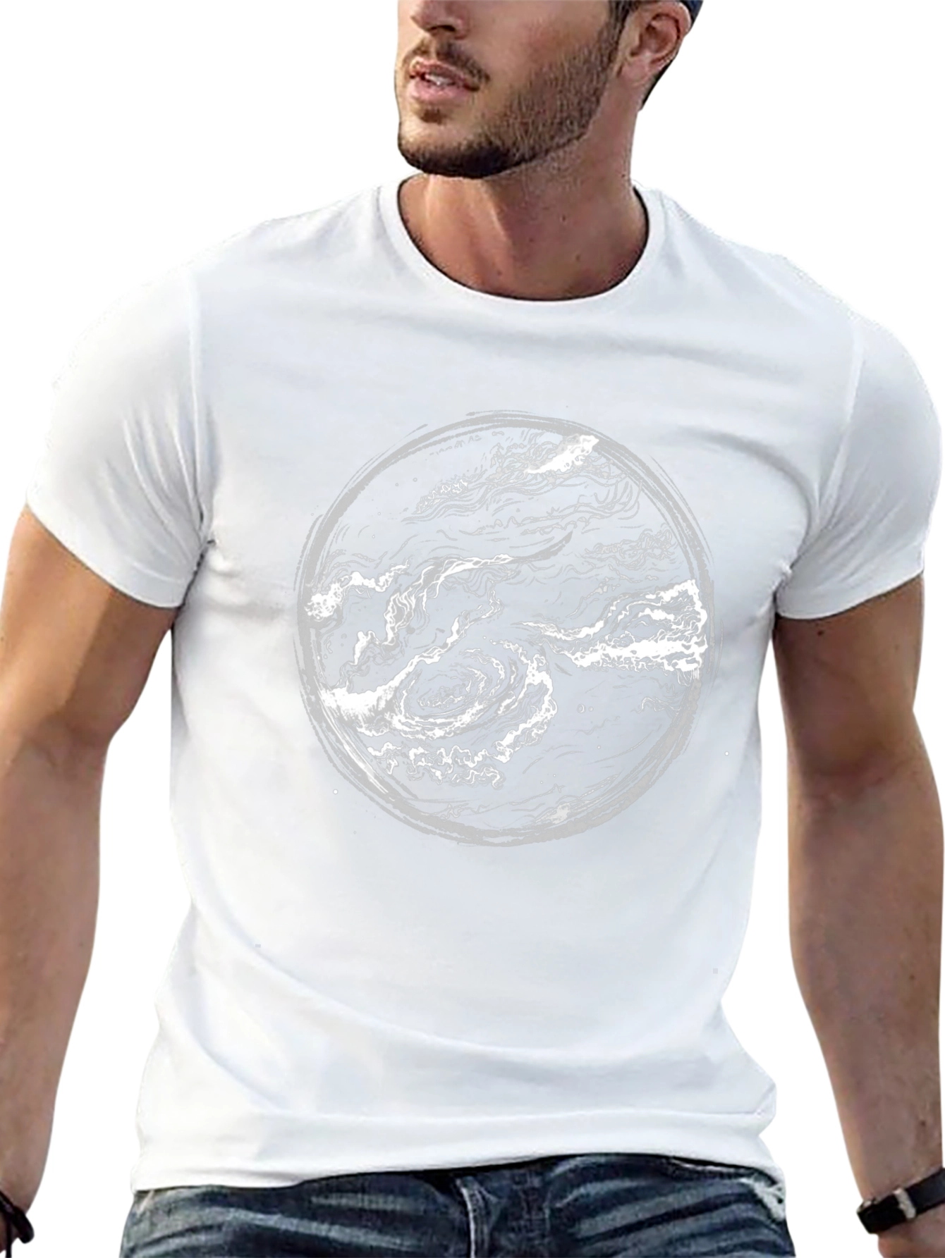 Abstract Swirl Graphic Print Black T-Shirt