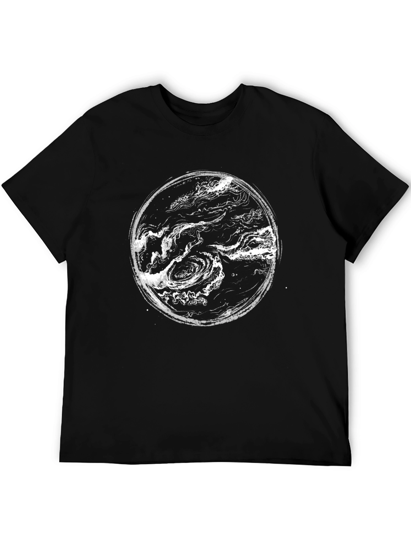Abstract Swirl Graphic Print Black T-Shirt