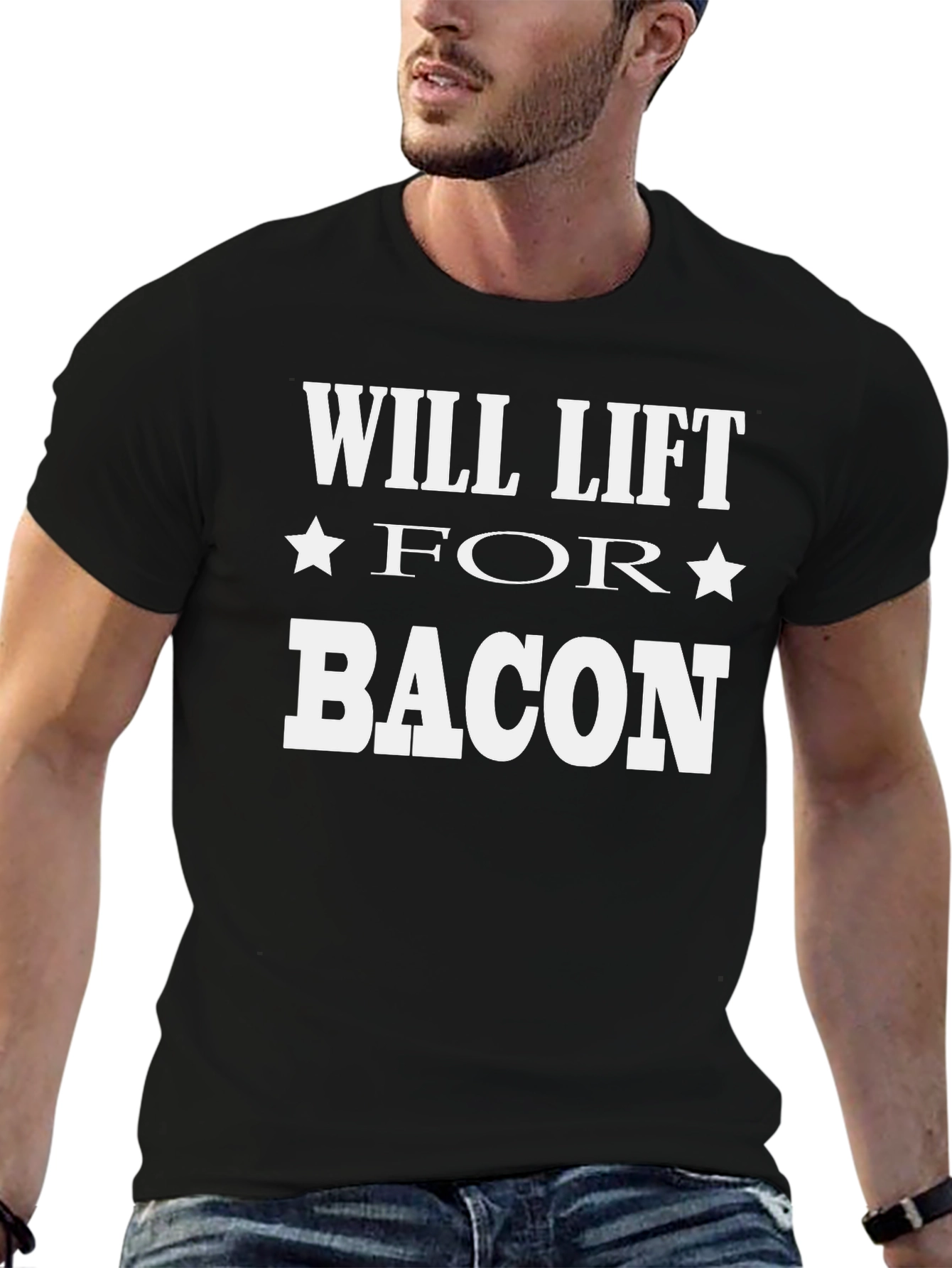 Will Lift For Bacon Black T-Shirt