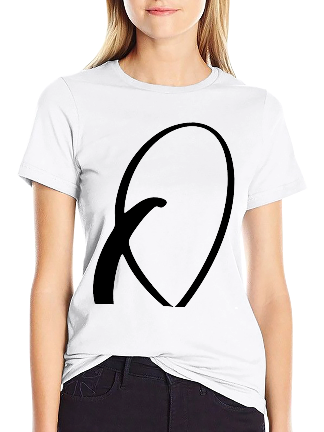 Black T-Shirt with Abstract Q Design - Casual Wear