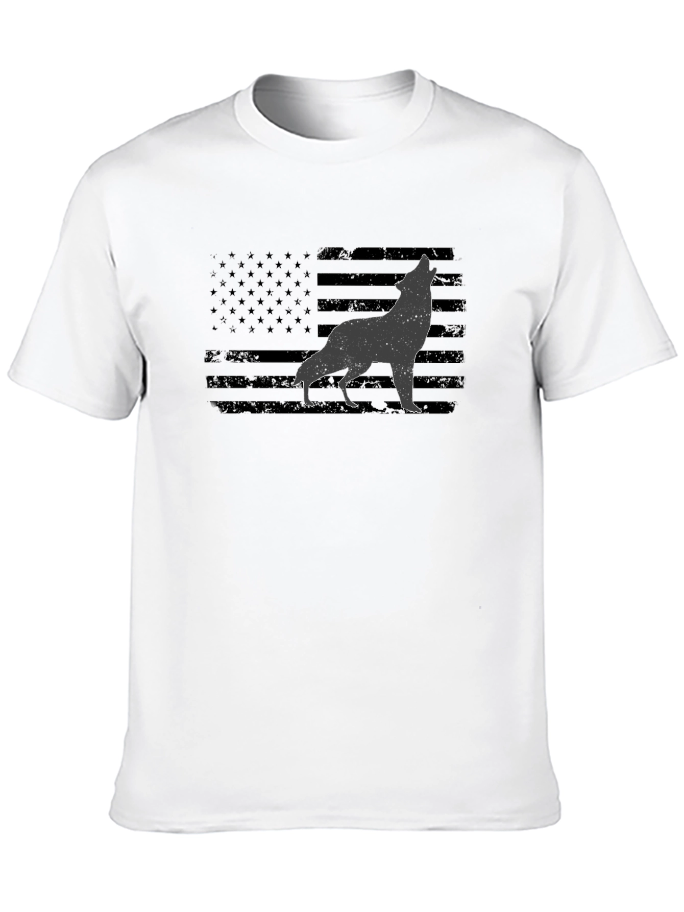 American Flag Wolf Graphic T-Shirt