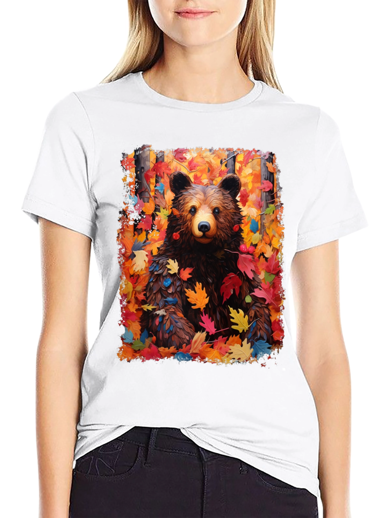 Autumn Bear Graphic T-Shirt - Nature Lovers Tee