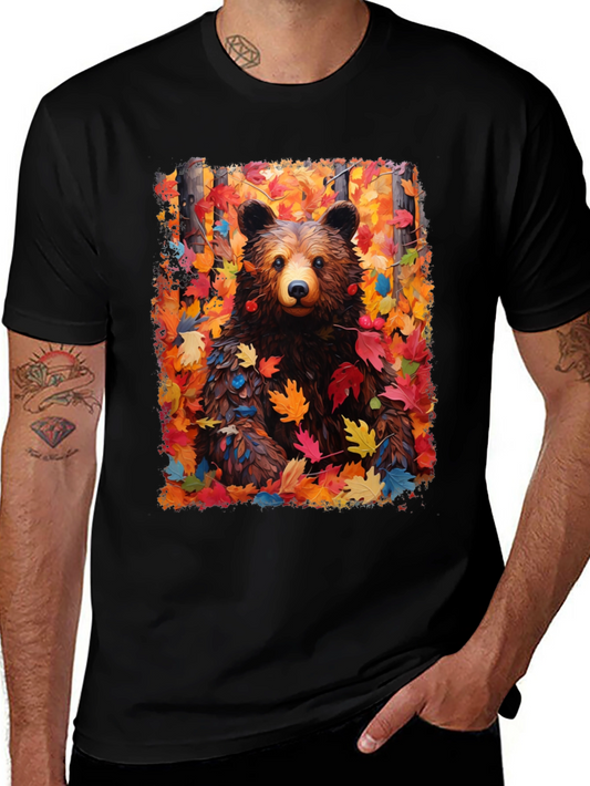Autumn Bear Graphic T-Shirt - Nature Lovers Tee