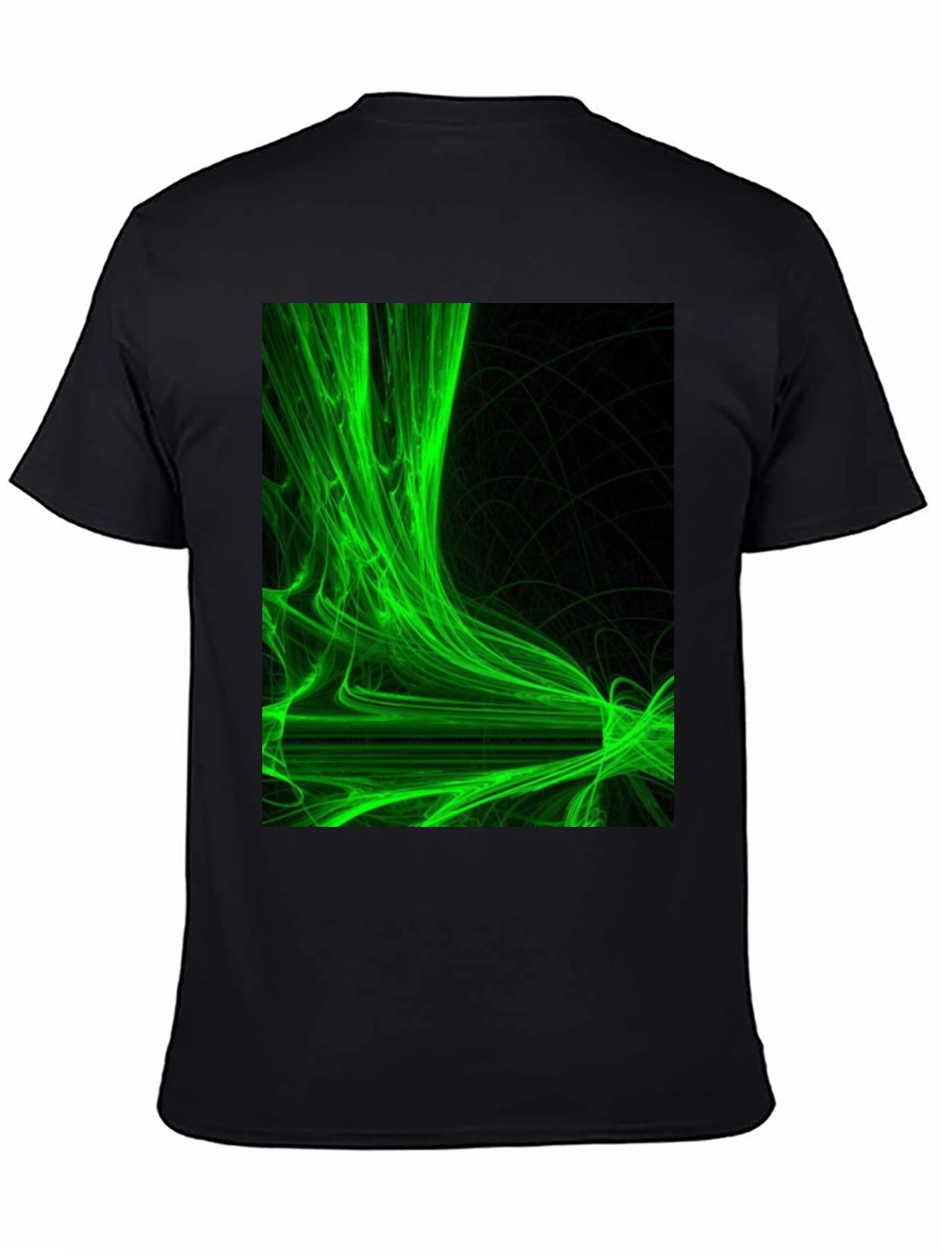 Abstract Green Graphic Black T-Shirt