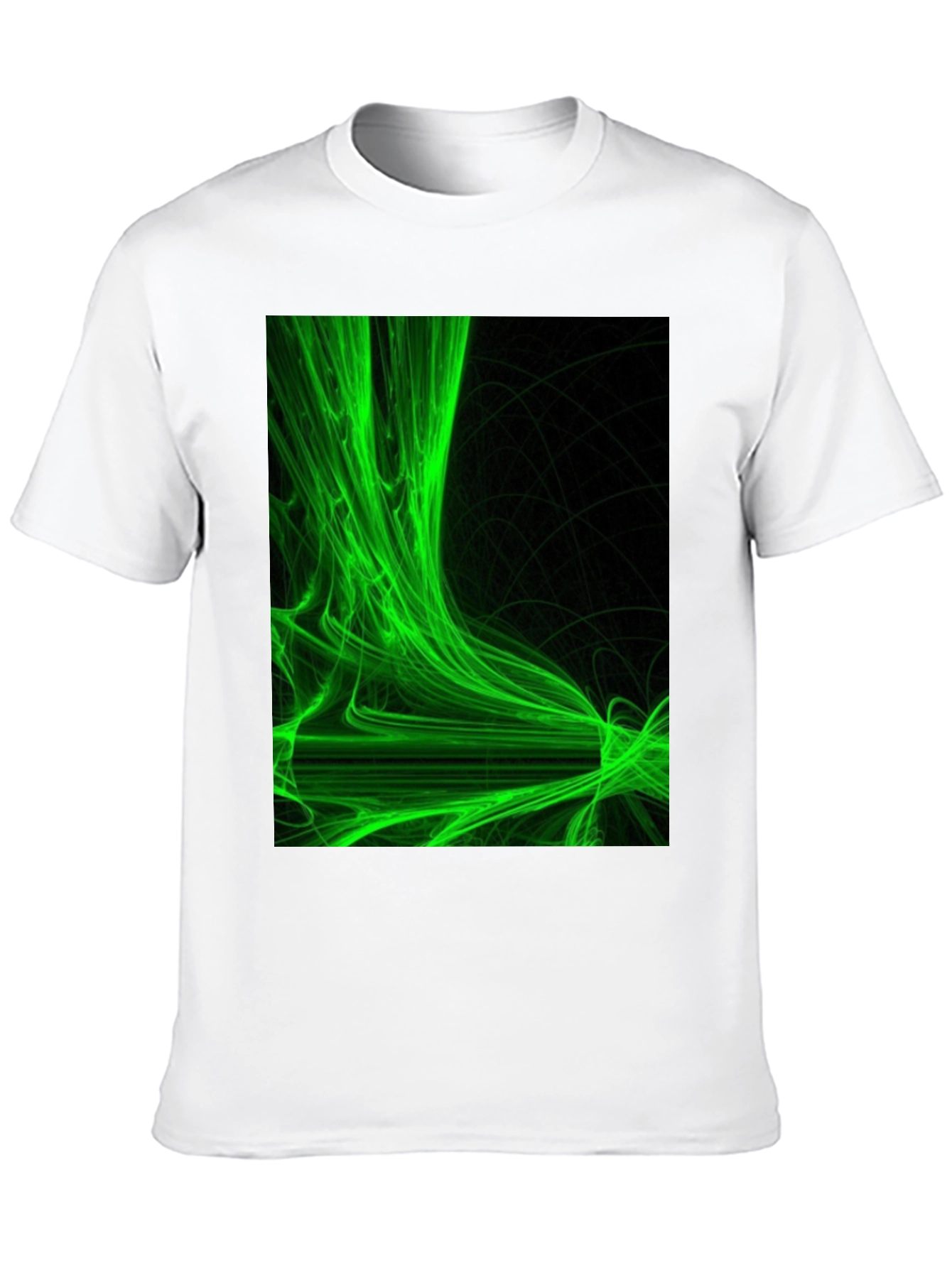 Abstract Green Graphic Black T-Shirt