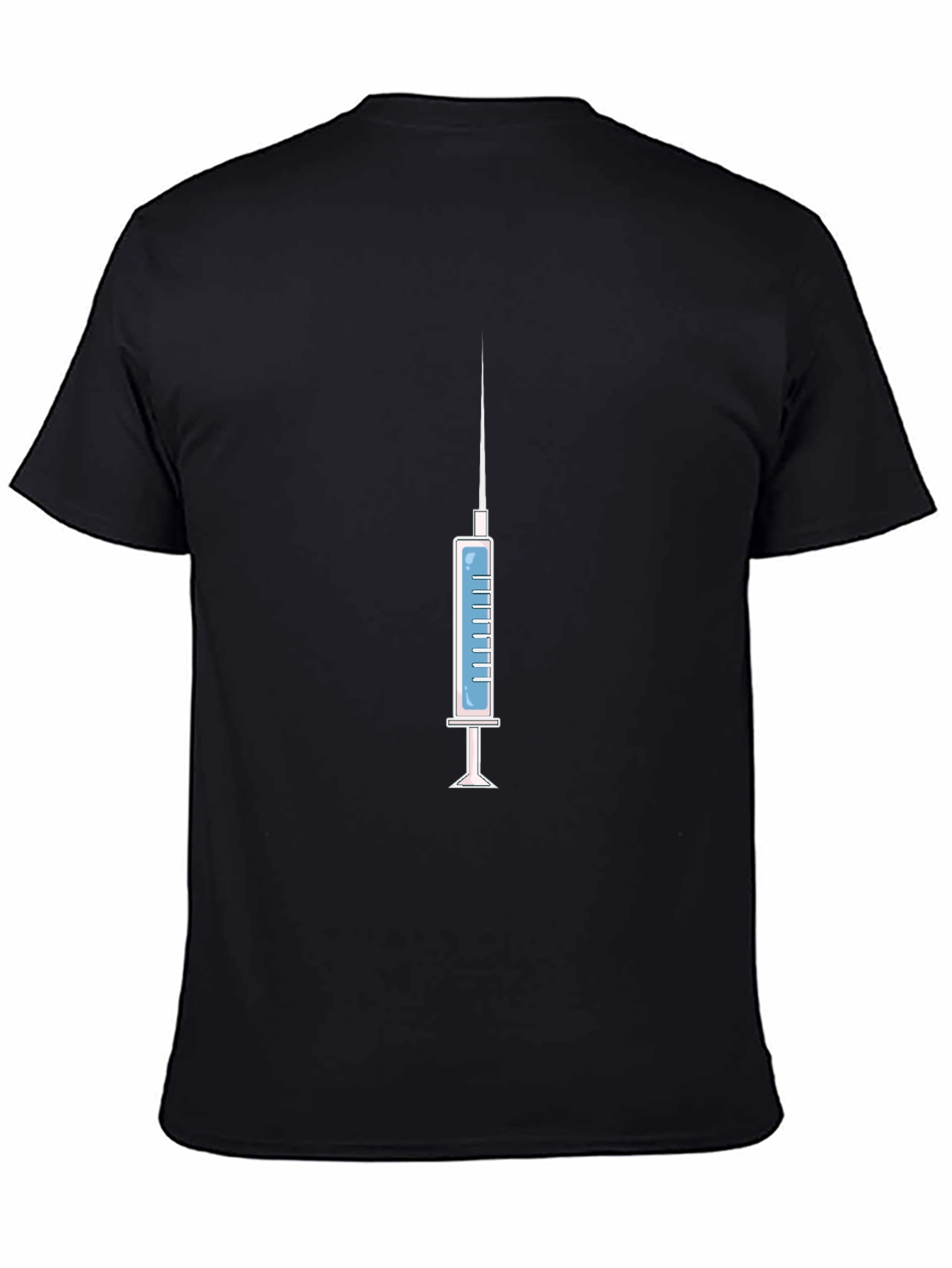 Syringe Graphic Tee - Novelty Design Black Cotton Shirt