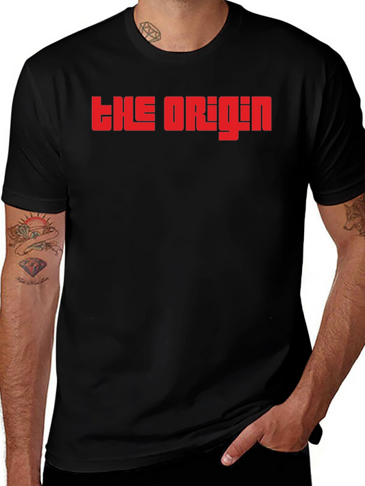 The Origin Graphic Tee - Bold Red Print on Black