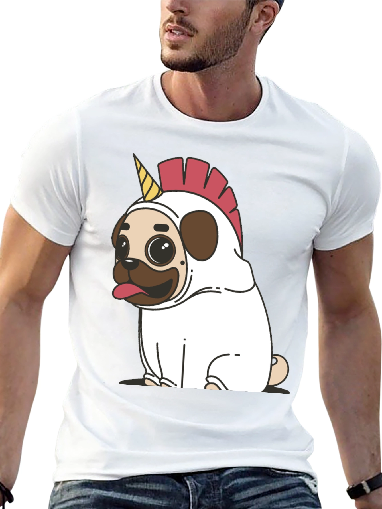 Unicorn Pug Graphic T-Shirt