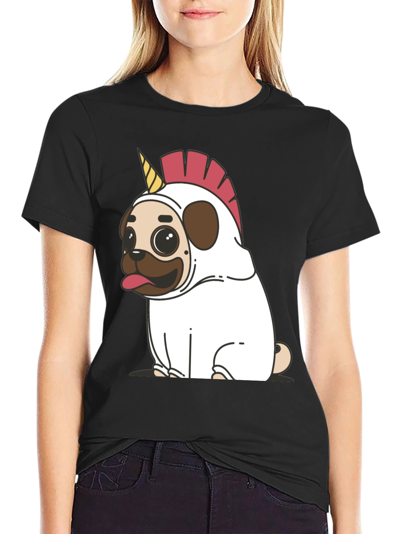 Unicorn Pug Graphic T-Shirt