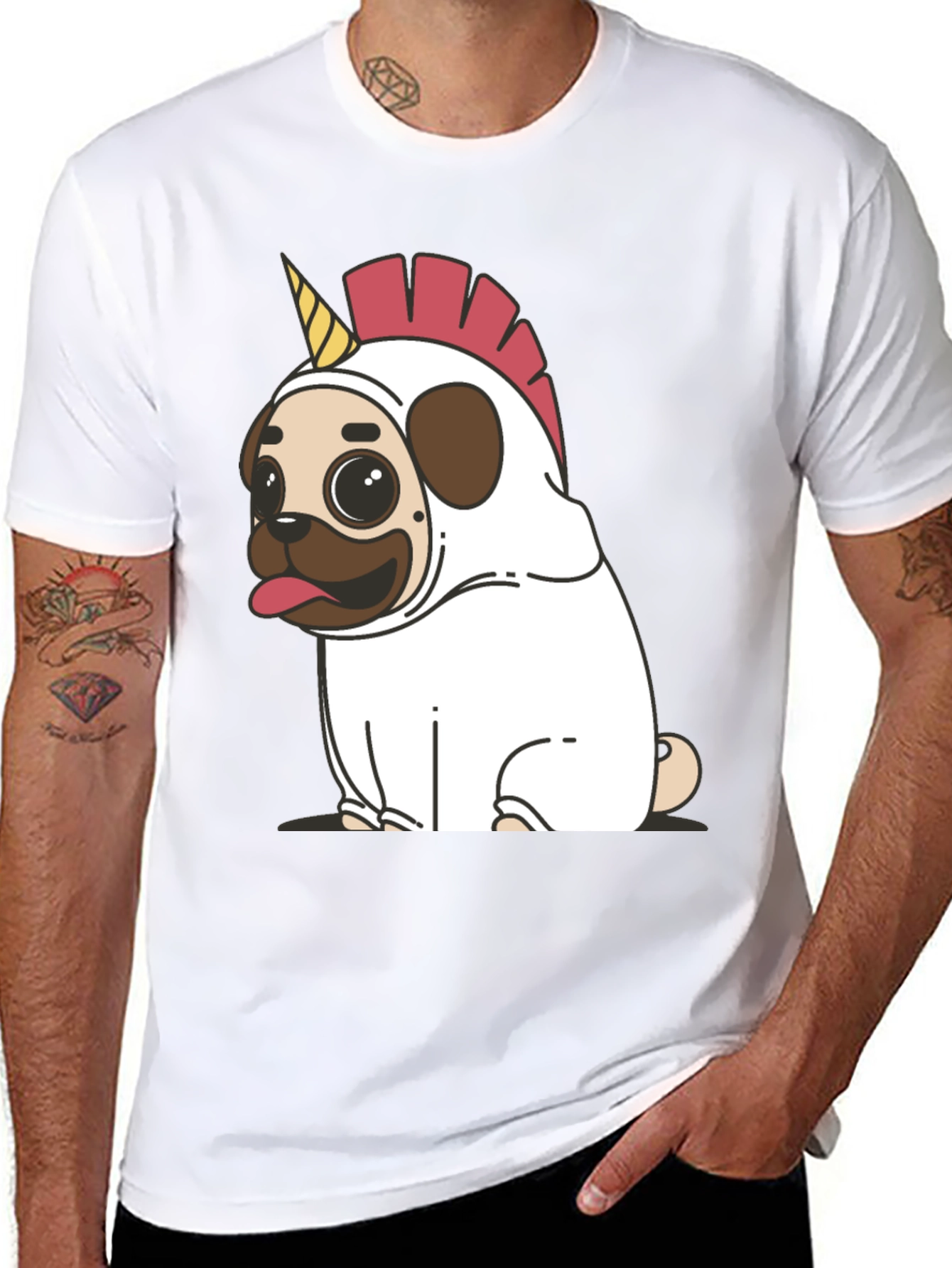 Unicorn Pug Graphic T-Shirt