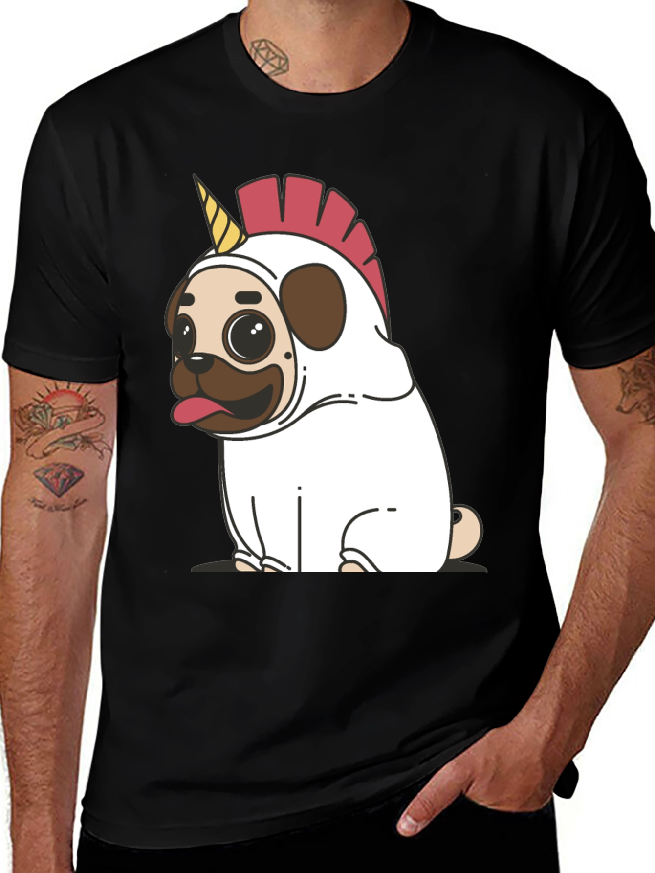 Unicorn Pug Graphic T-Shirt