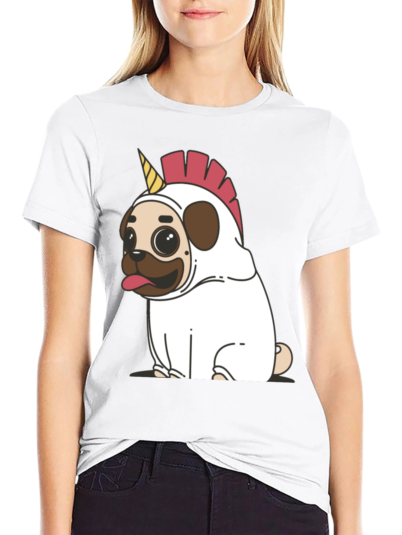 Unicorn Pug Graphic T-Shirt