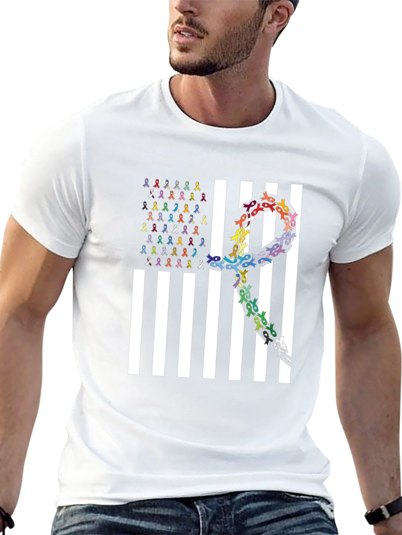 Awareness Ribbon US Flag Graphic Tee