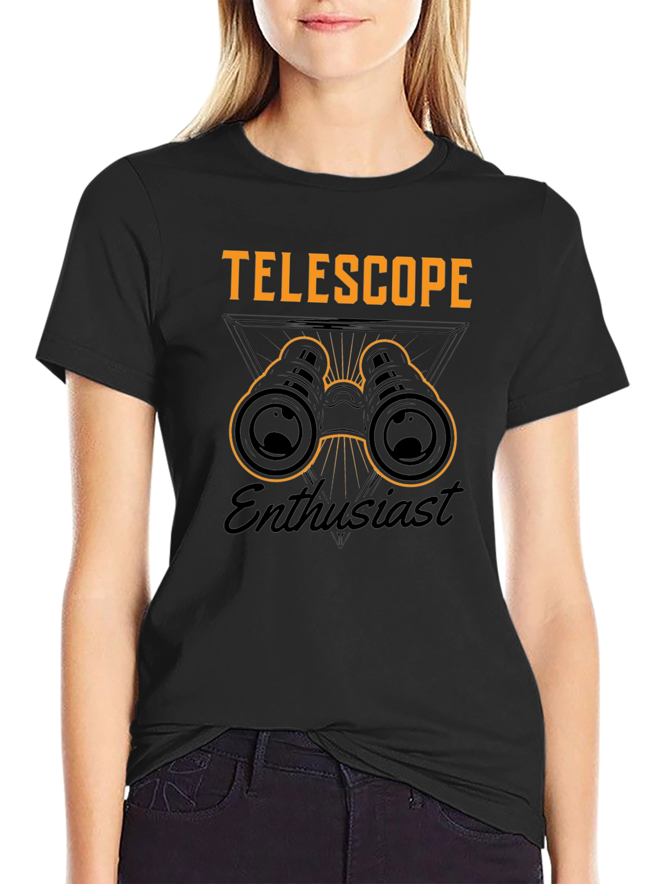 Telescope Enthusiast Graphic T-Shirt - Black