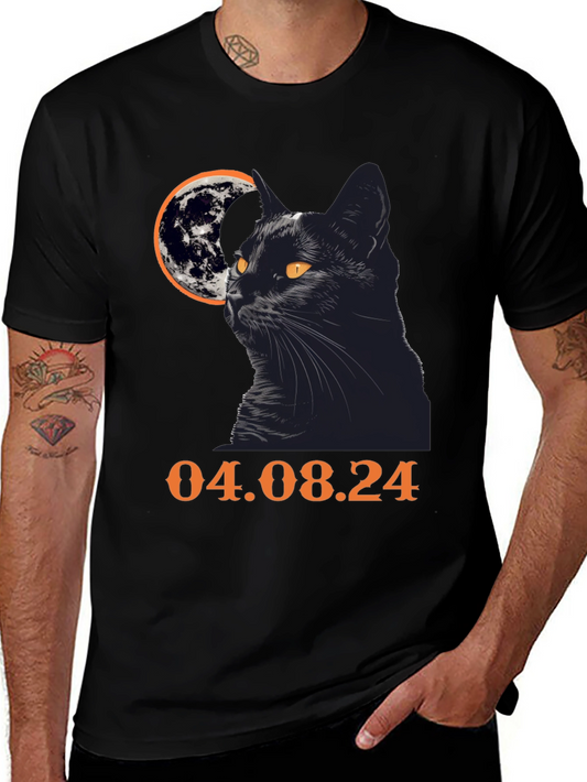 Black Cat Moon T-Shirt - April 8th 2024 Eclipse