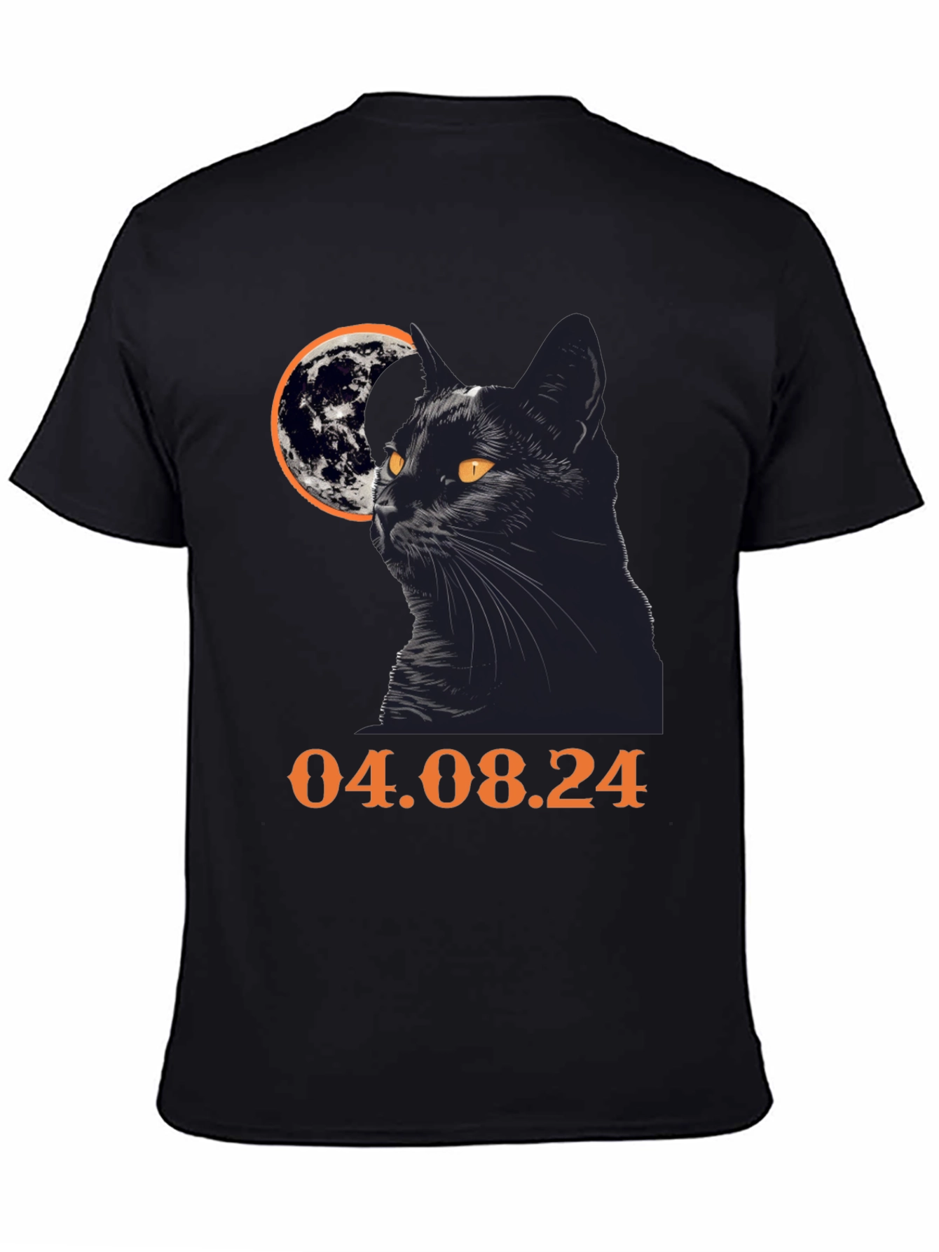Black Cat Moon T-Shirt - April 8th 2024 Eclipse